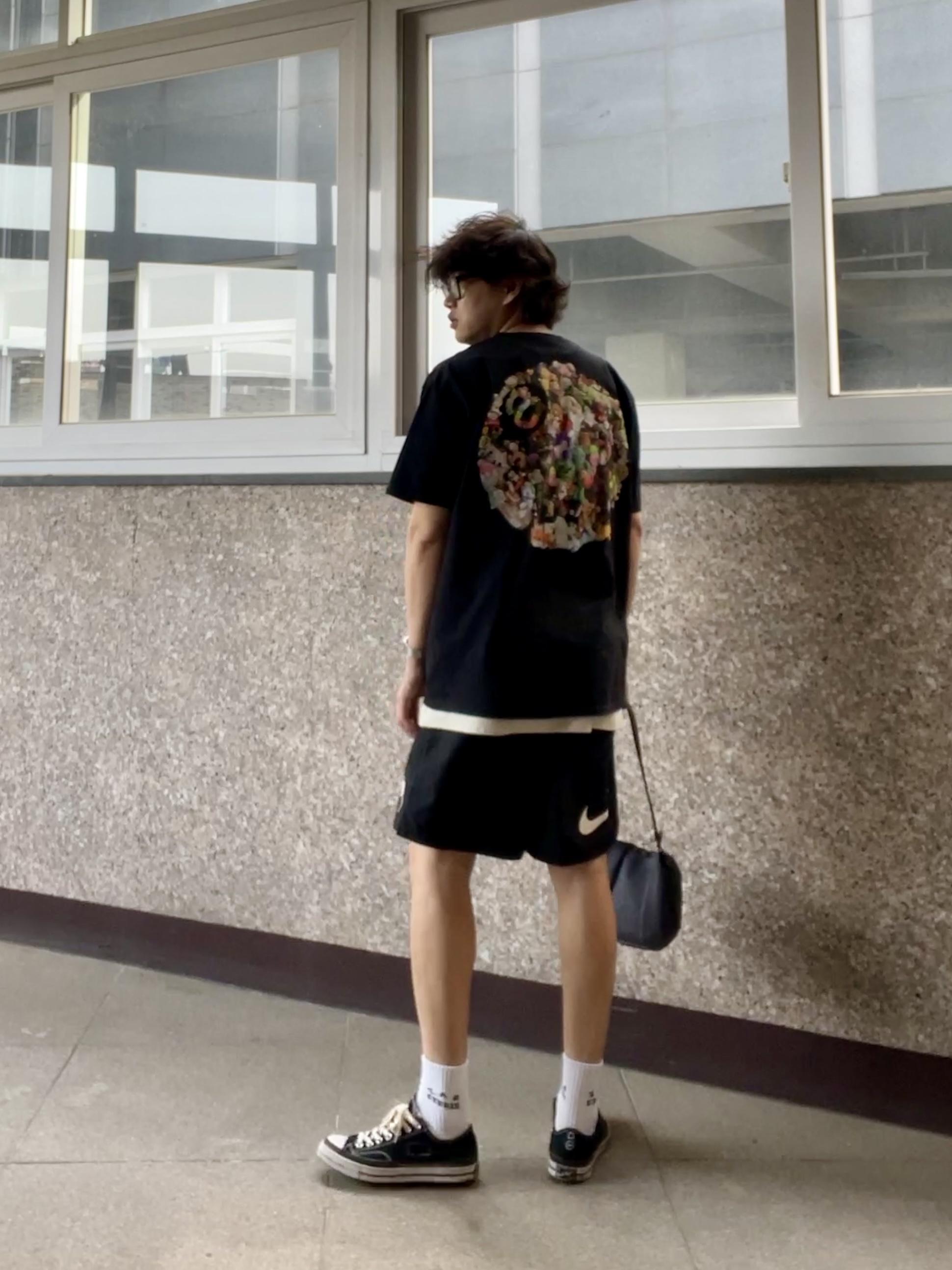 Stussy Plush T-Shirt Black, Nike x Stussy Shorts Black (FJ9167-010) 착용 스타일 - 1