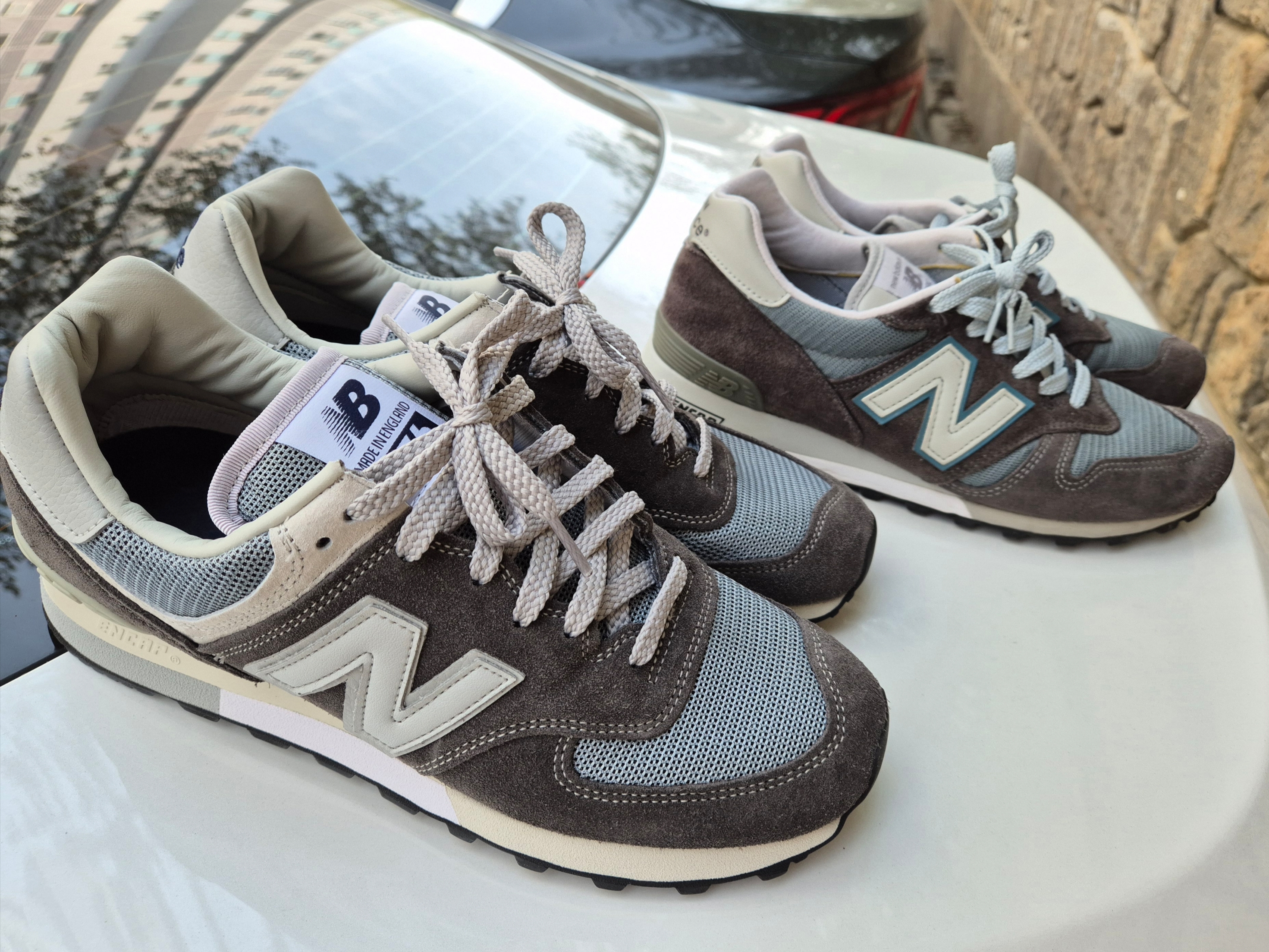 New Balance 1300 Made in USA Steel Blue - D Standard, New Balance 576 Made in UK Grey 착용 스타일