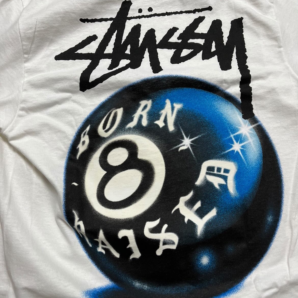 Stussy x Born X Raised 8 Ball T-Shirt White 착용 스타일