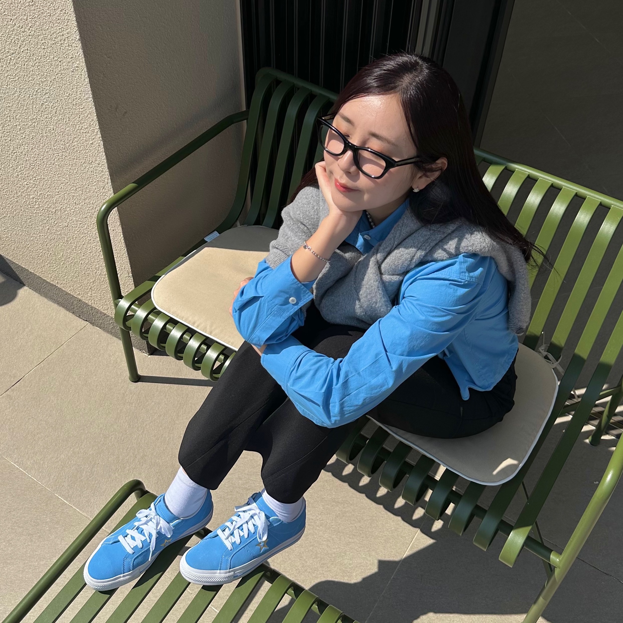 Converse One Star Pro Ox Suede Light Blue 착용 스타일
