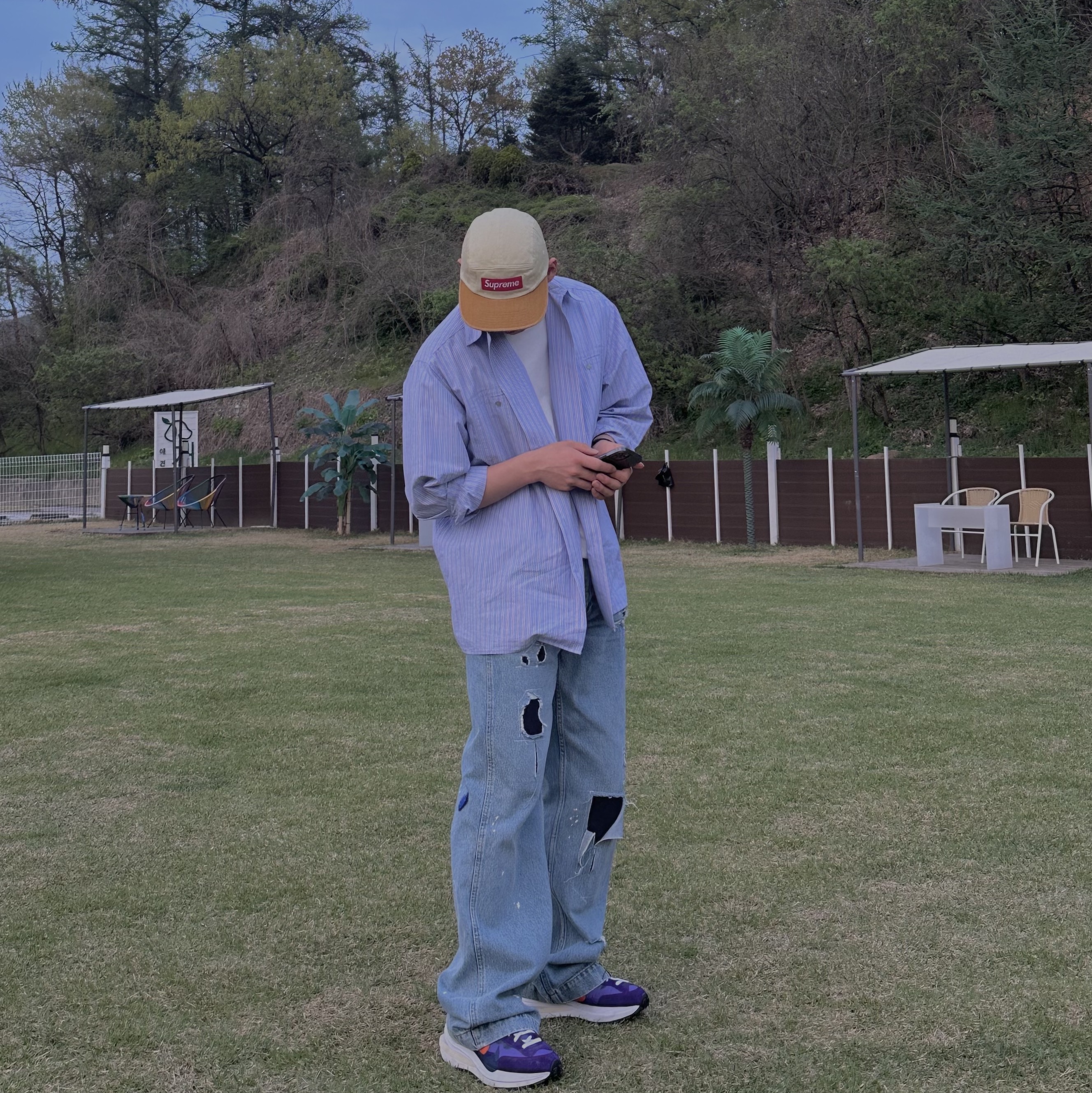 Supreme Pigment 2-Tone Camp Cap Natural - 24SS, Zara x Ader Error Patchwork Jeans Blue 착용 스타일