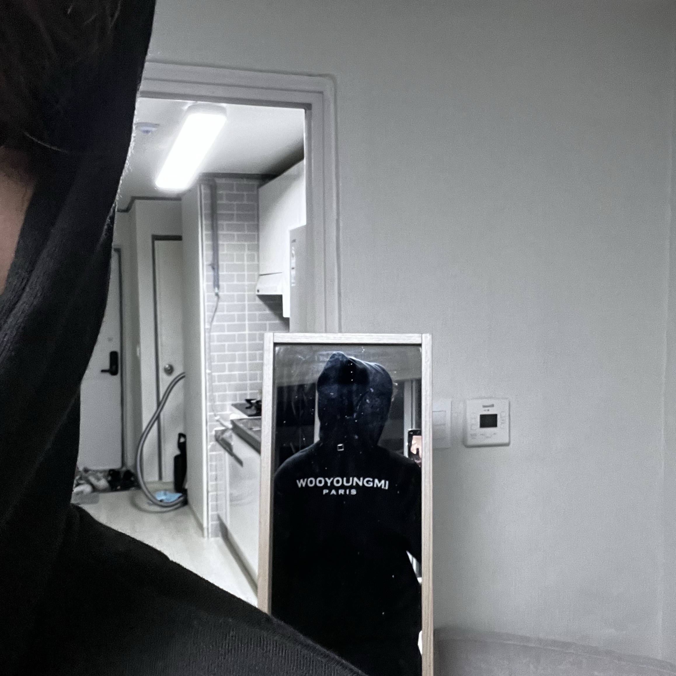 Wooyoungmi Back Logo Hoodie Black - 23FW 착용 스타일 - 2
