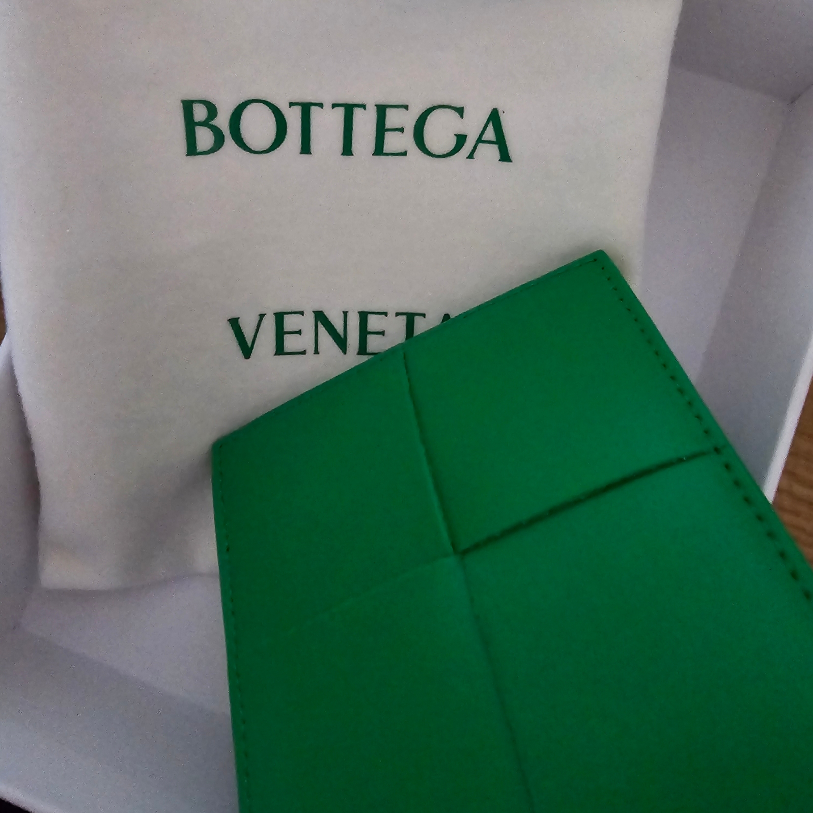 Bottega Veneta Bi-Fold Wallet Parakeet 착용 스타일