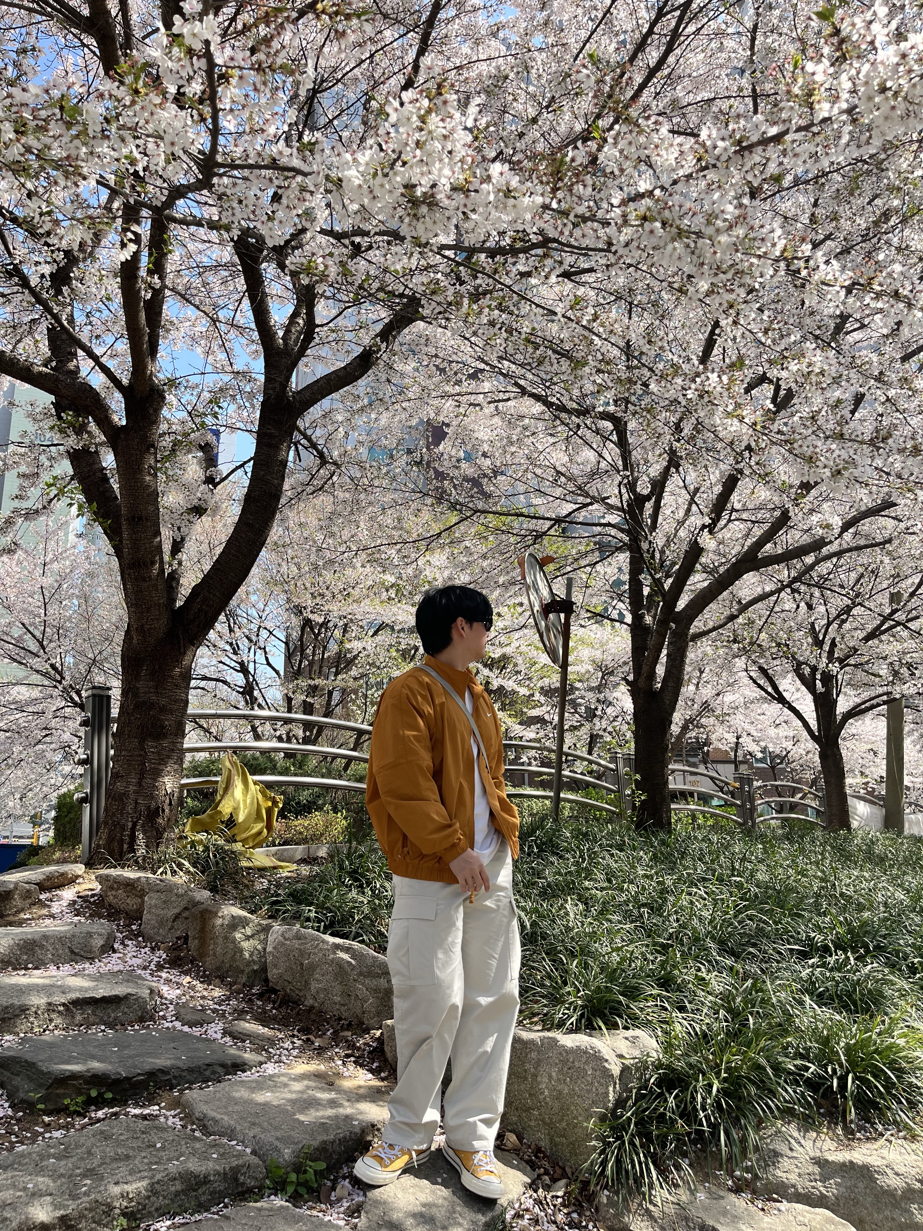 Nike NRG Solo Swoosh Woven Track Jacket Desert Ochre - Asia, Nike SB Kearny Skate Cargo Pants Black White - Asia 착용 스타일 - 1