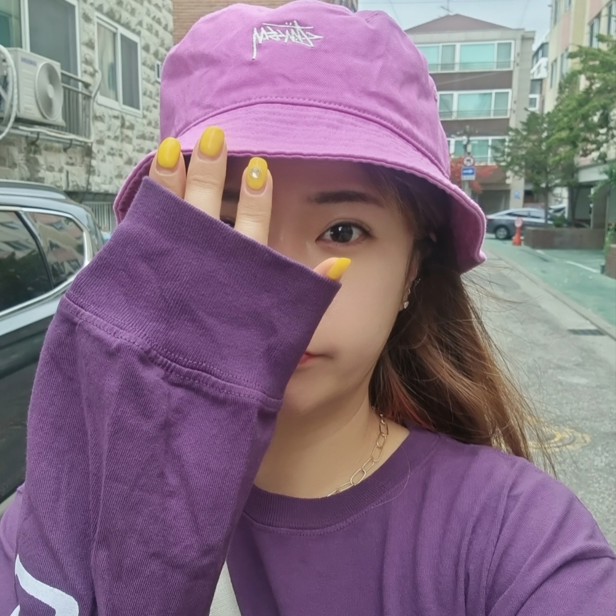 Stussy International Pigment Dyed LS T-Shirts Natural 착용 스타일