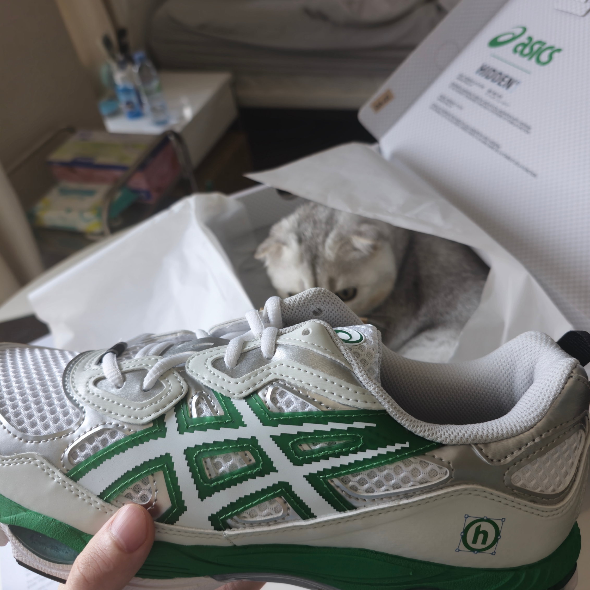 Asics x Hidden NY Gel-NYC White Jolly Green 착용 스타일