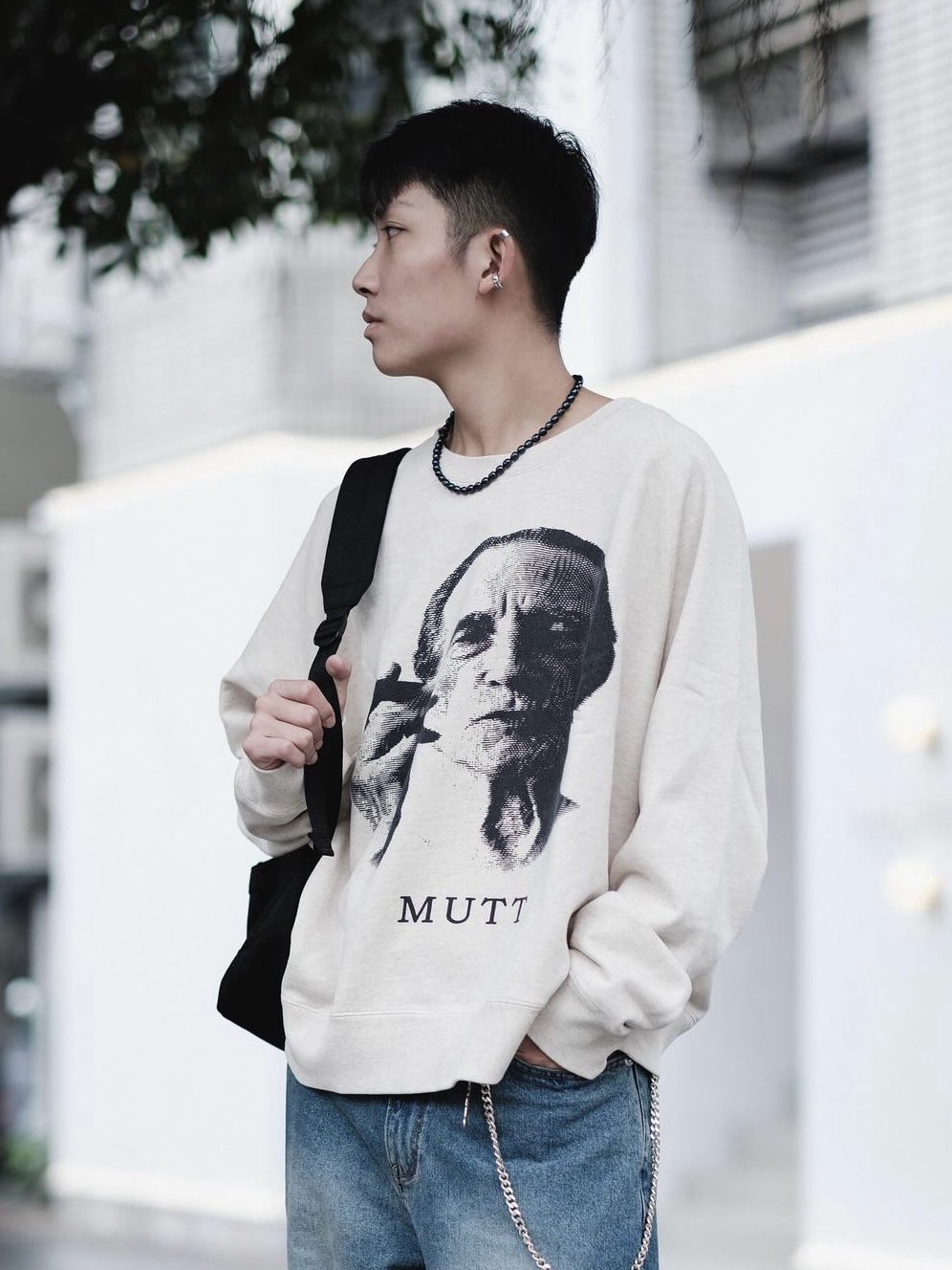 Flagstuff Mutt Sweat Off White 착용 스타일 - 1