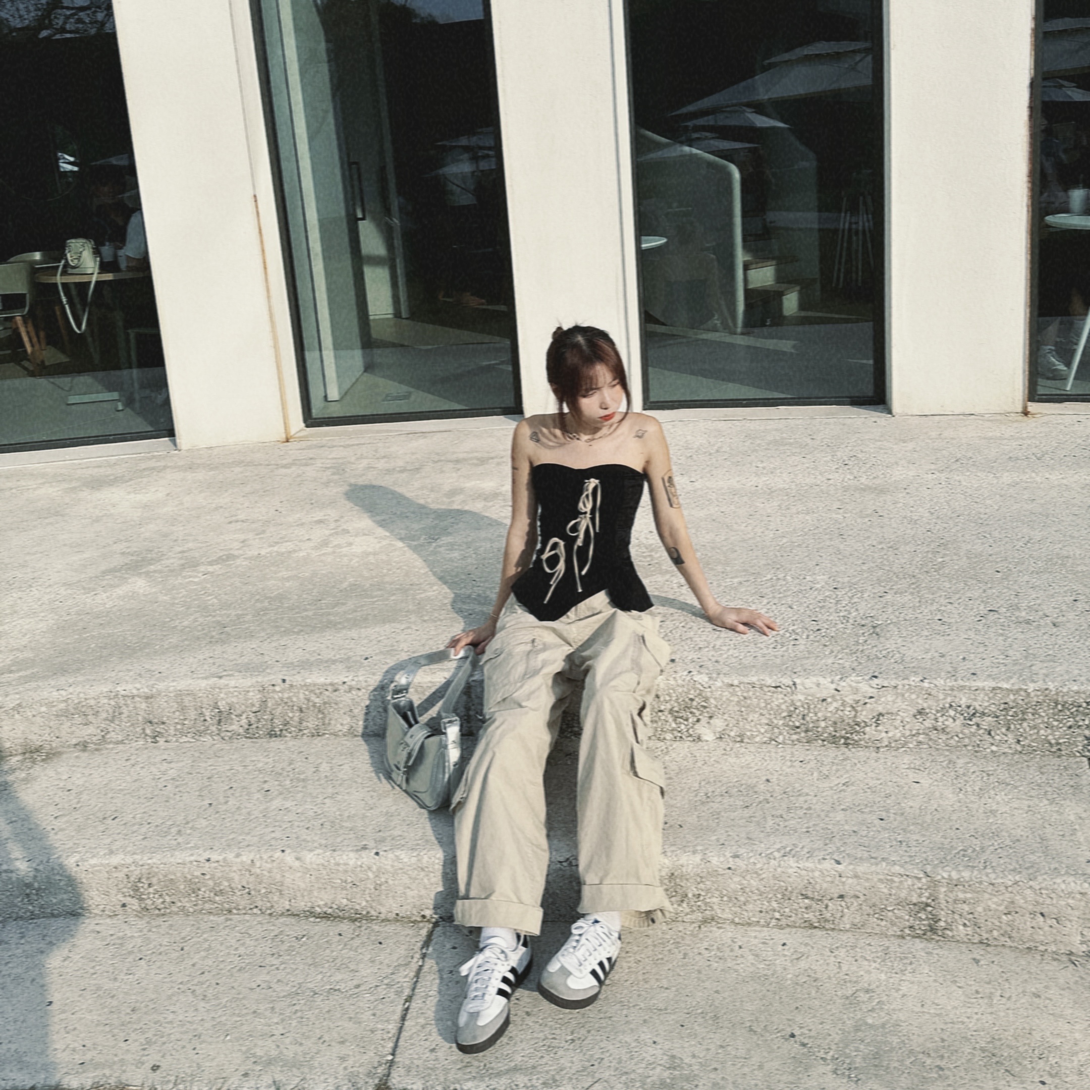 Adidas Samba OG Cloud White, (W) Pandora Sparkling Heart Tennis Bracelet Rose Gold Plated 착용 스타일 - 2
