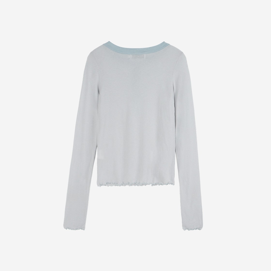 Gyeong Henley Neck Long Sleeve Tee Gray & Sky Blue 상세 이미지 2