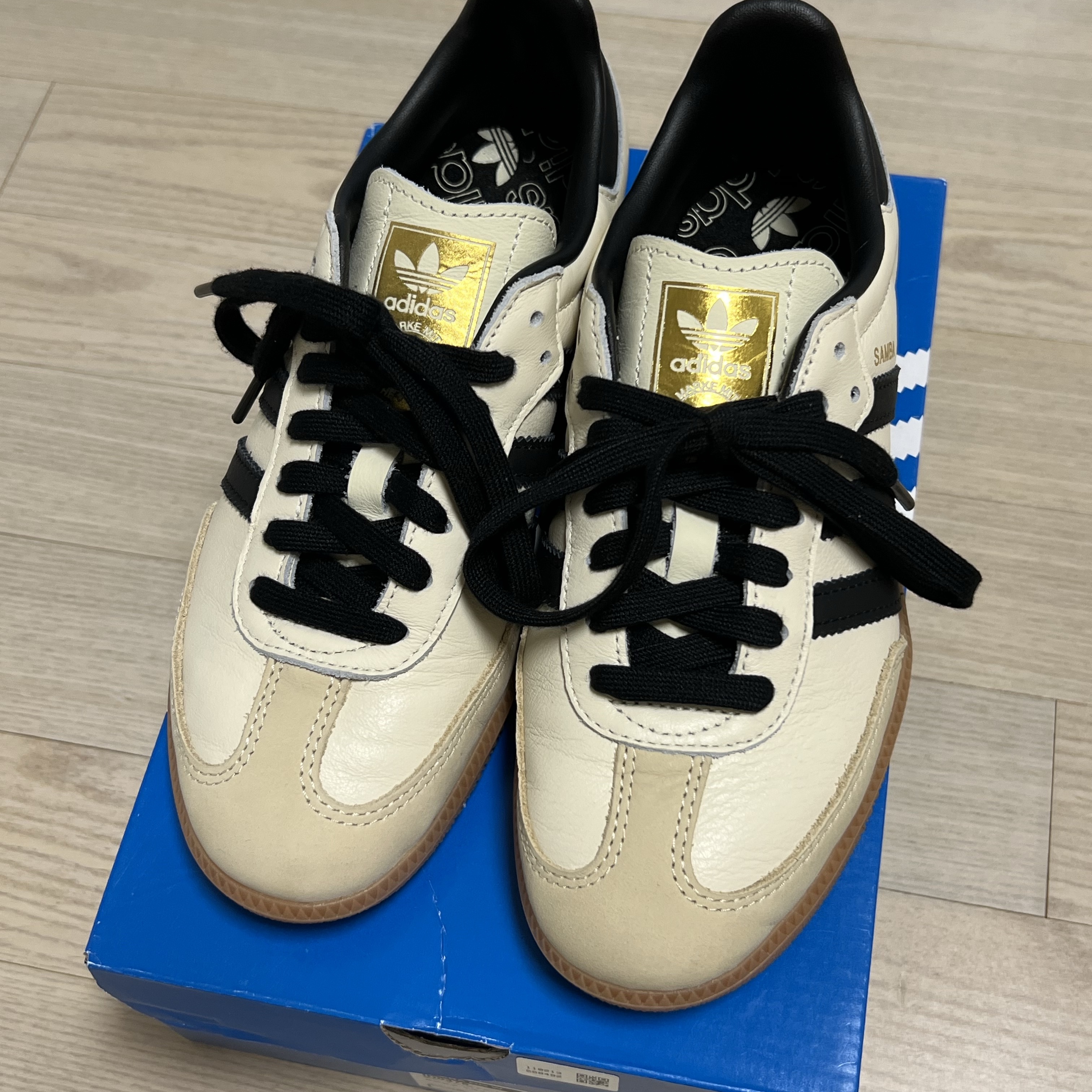 (W) Adidas Samba OG Cream White Core Black 착용 스타일 - 3