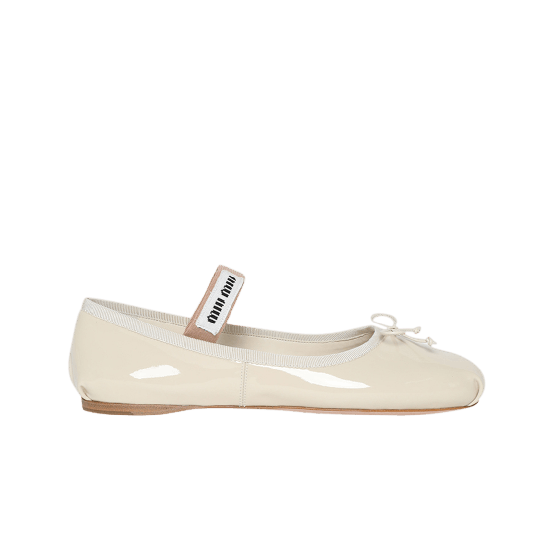 (W) 미우 미우 페이턴트 레더 발레리나 아보리오((W) Miu Miu Patent Leather Ballerinas Avorio)