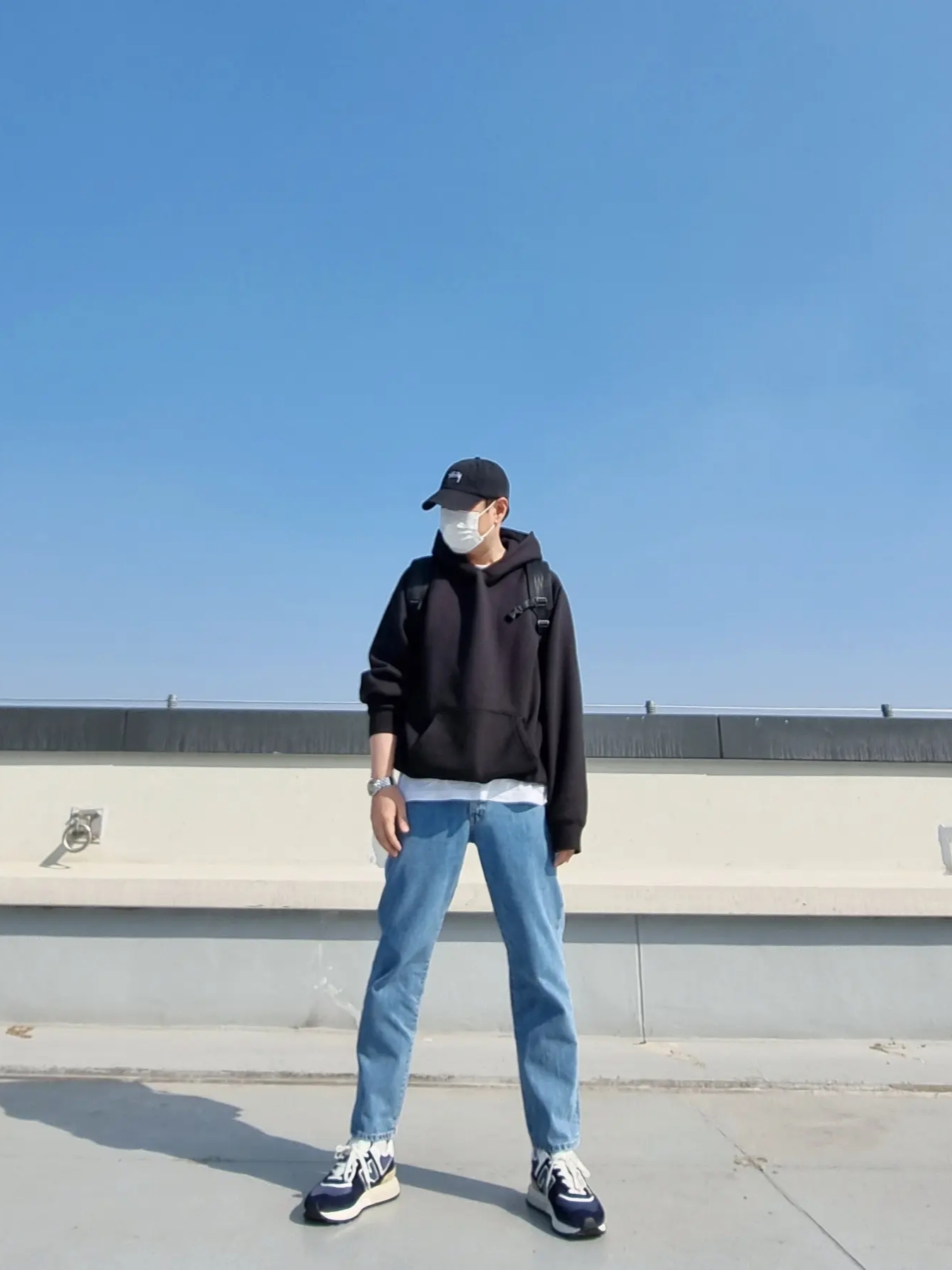 New Balance 574 Legacy Navy, Ader Error x Zara Backpack Black 착용 스타일 - 2