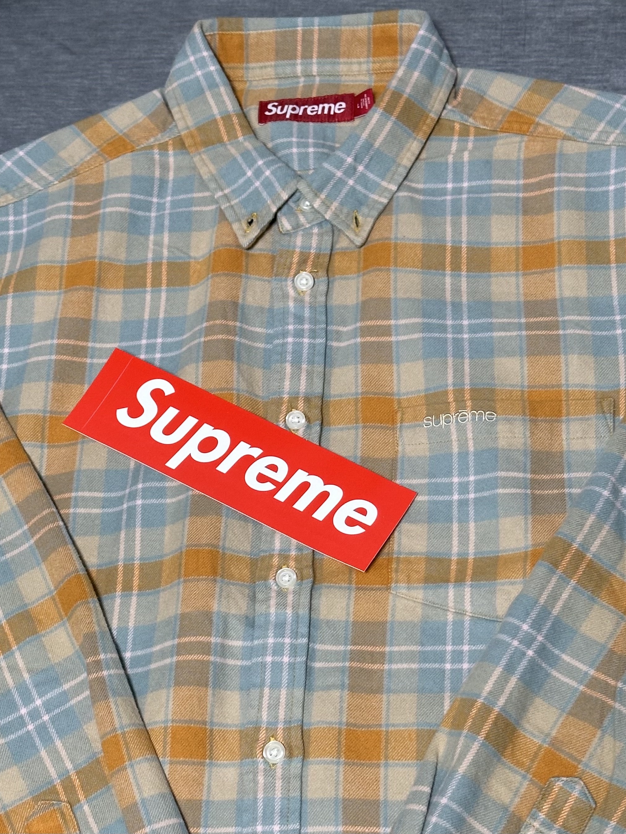 Supreme Plaid Flannel Shirt Tan - 24SS 착용 스타일