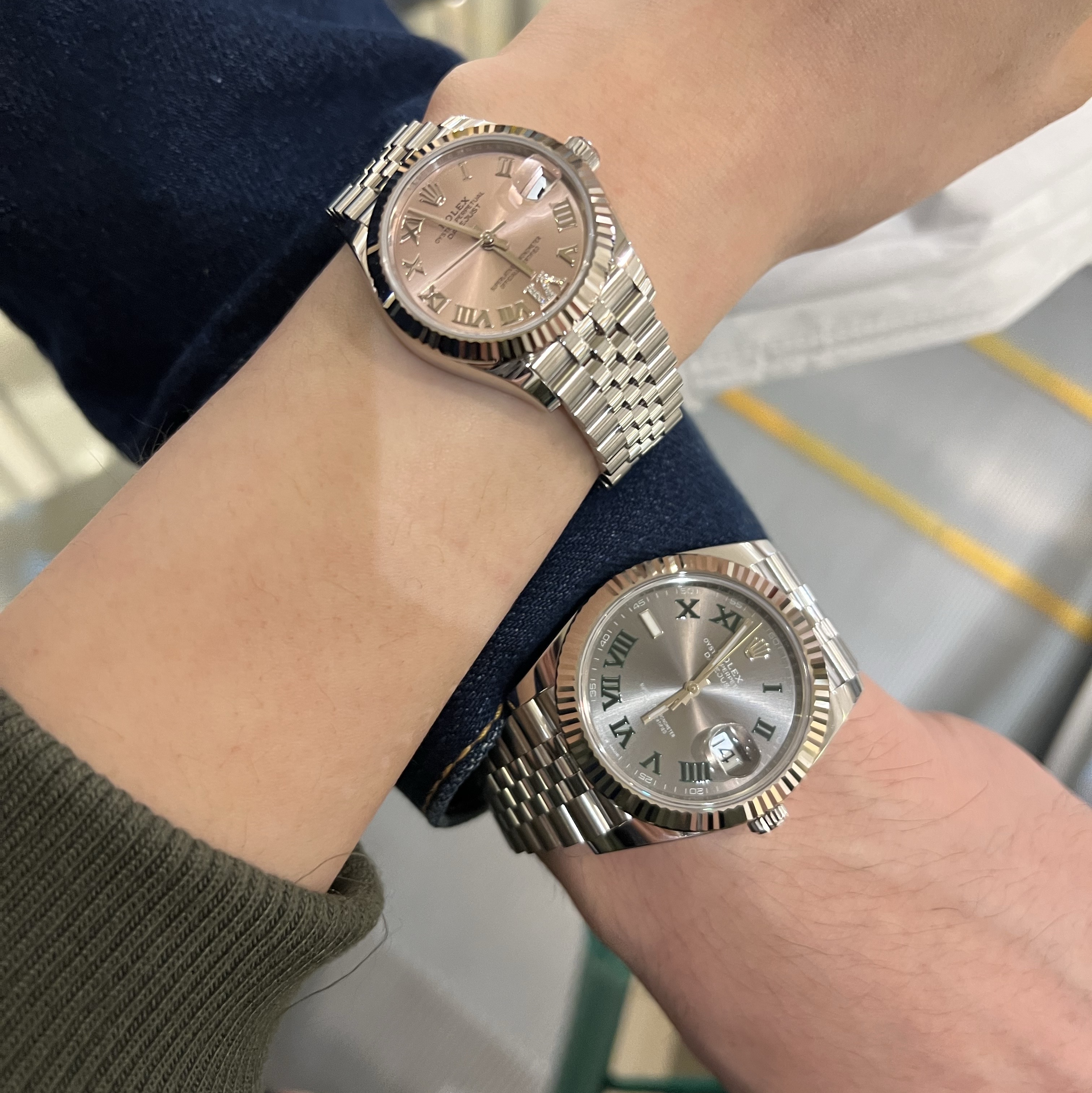 Rolex Datejust 41mm 126334 Slate Roman Jubilee, Rolex Datejust 31mm 278274 Pink Diamond-Set Jubilee 착용 스타일