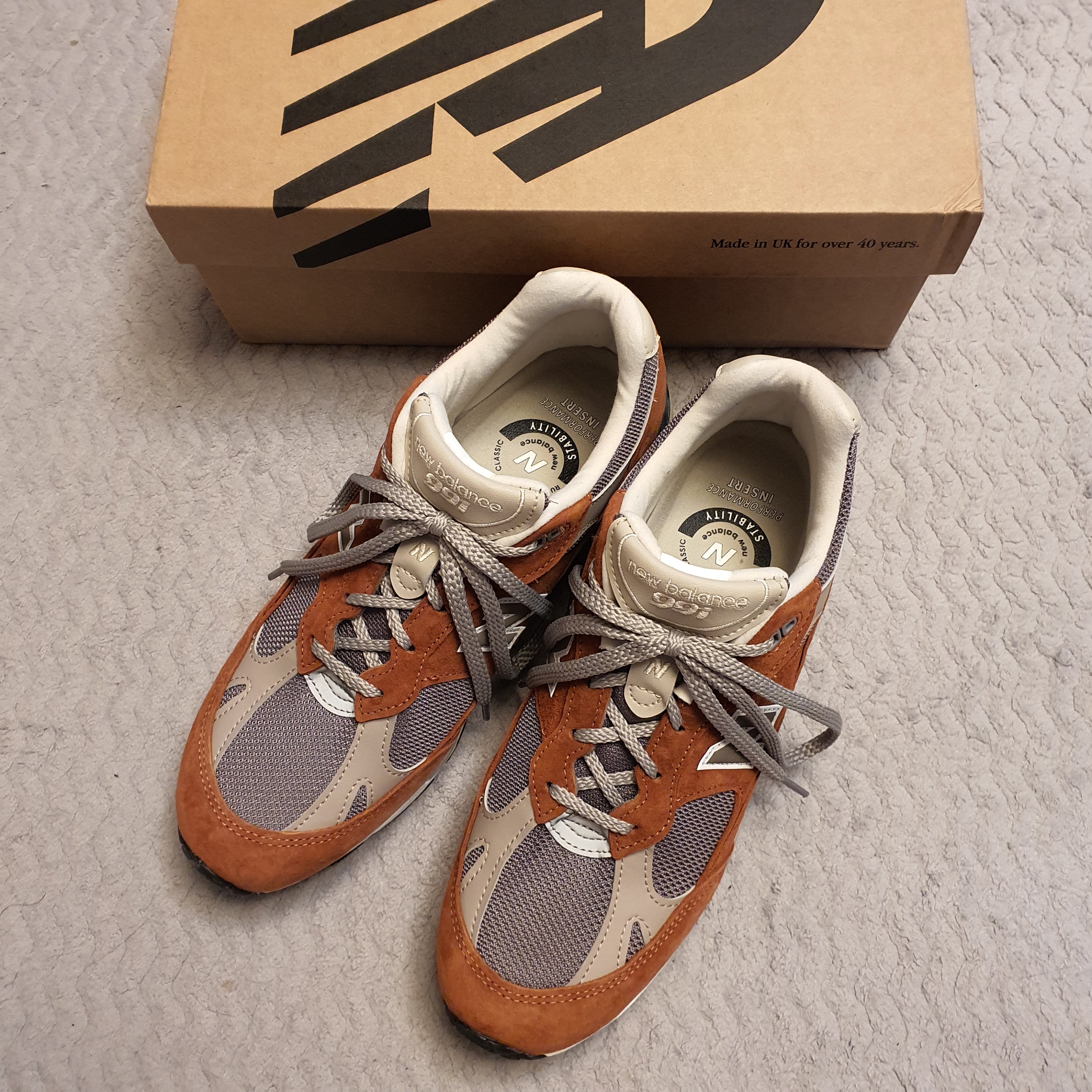 (W) New Balance 991 Made in UK Sequoia Falcon 착용 스타일 - 2