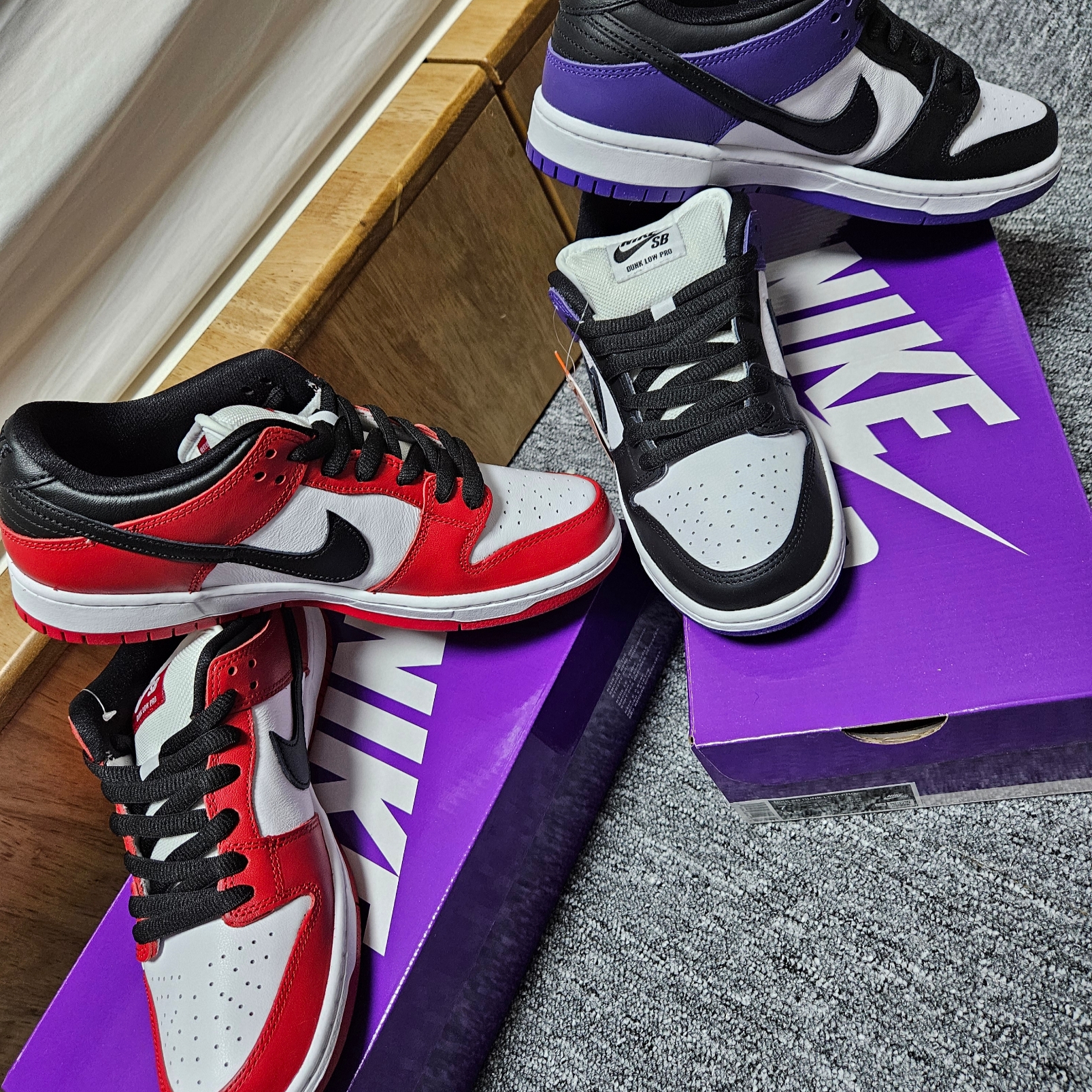 Nike SB Dunk Low Pro Chicago, Nike SB Dunk Low Pro Court Purple 착용 스타일 - 2