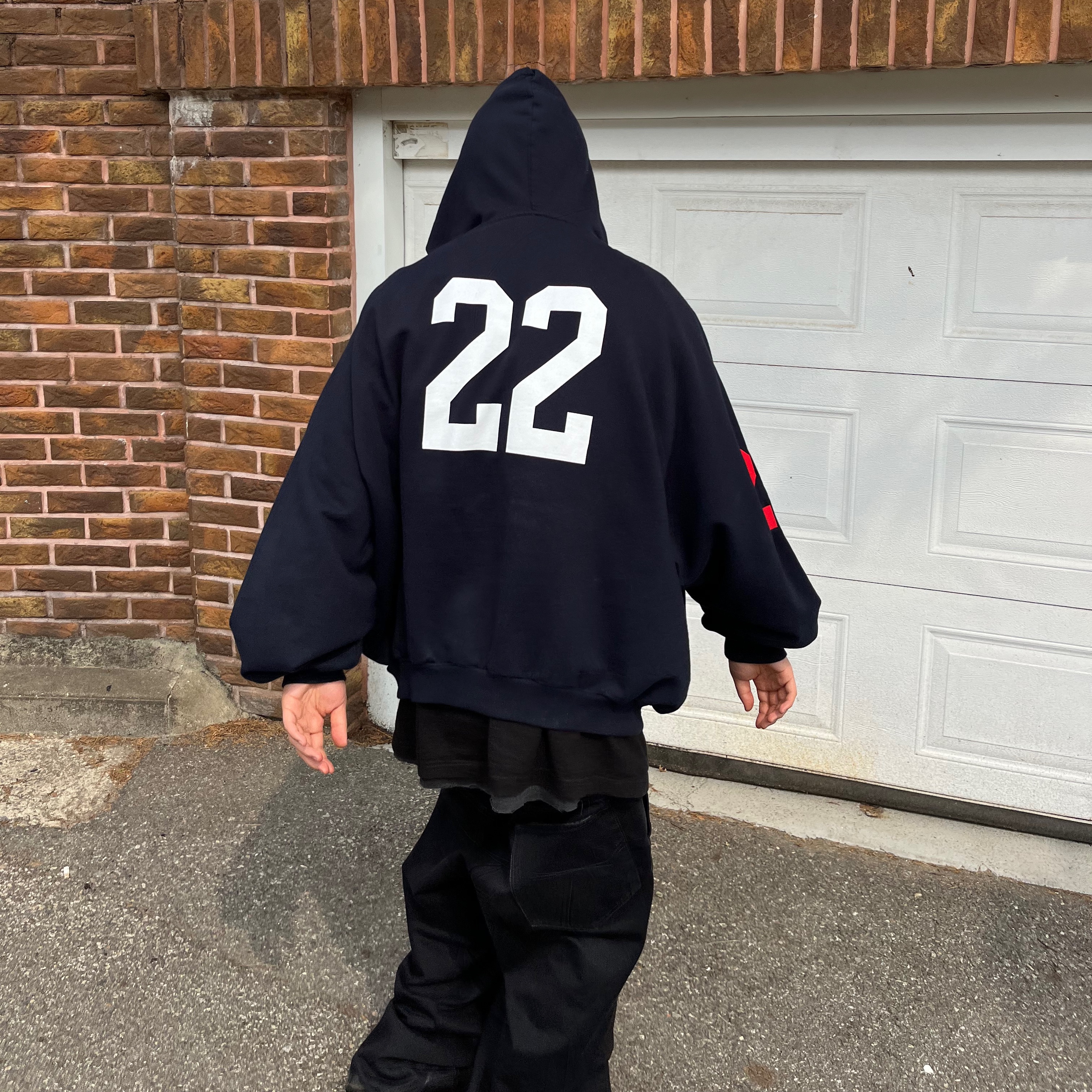 Balenciaga Paris Logo 22 Zip-Up Hoodie Dark Navy, Balenciaga Steroid Derby Black 착용 스타일 - 3