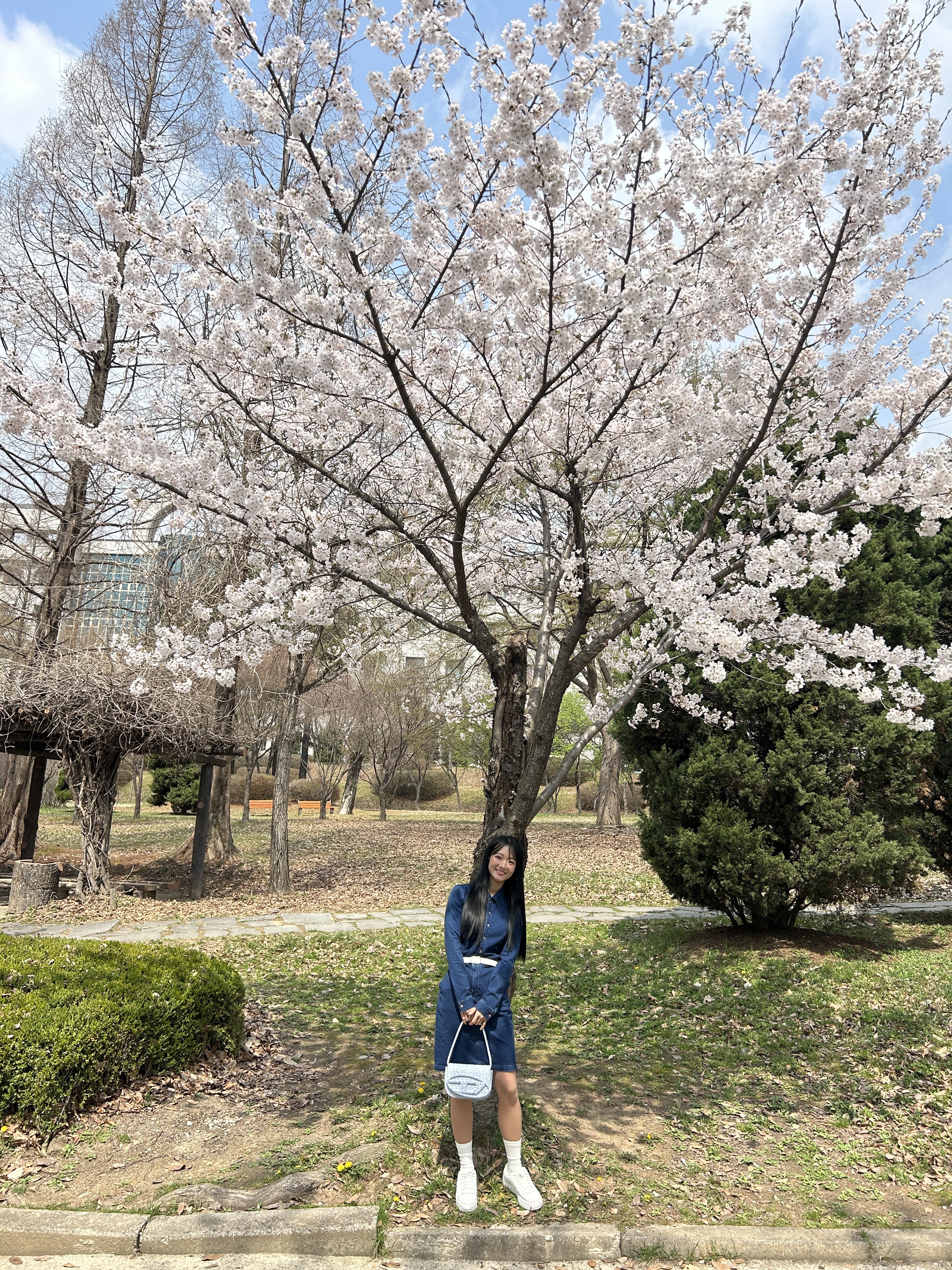 Diesel 1DR Shoulder Bag in Monogram Denim Light Blue 착용 스타일 - 2