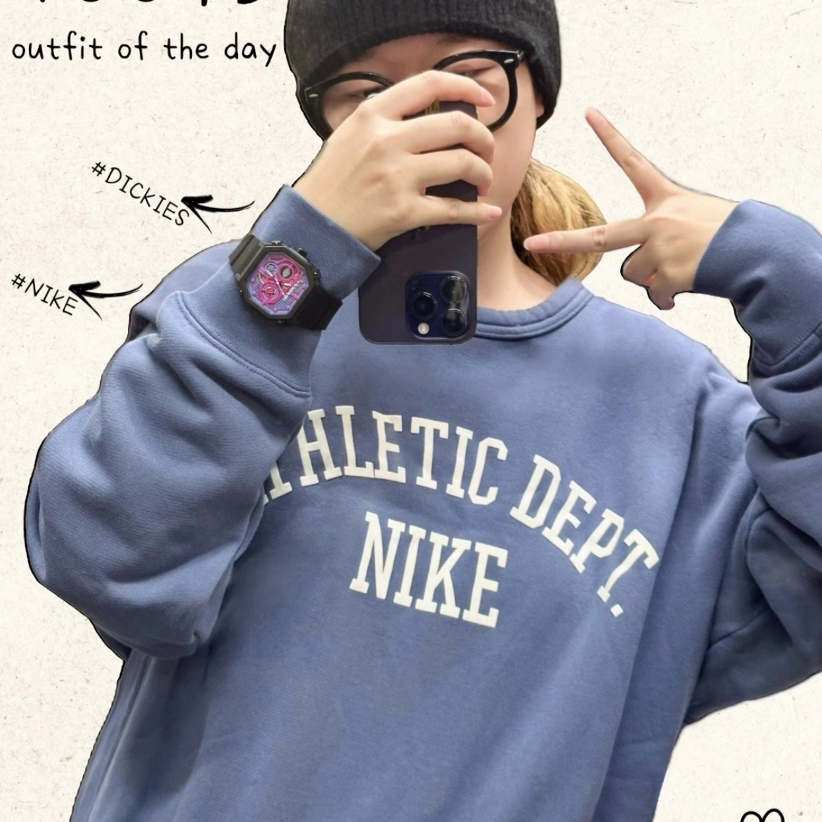 Nike NSW Trend Fleece Crew Diffused Blue - Asia 착용 스타일 - 2