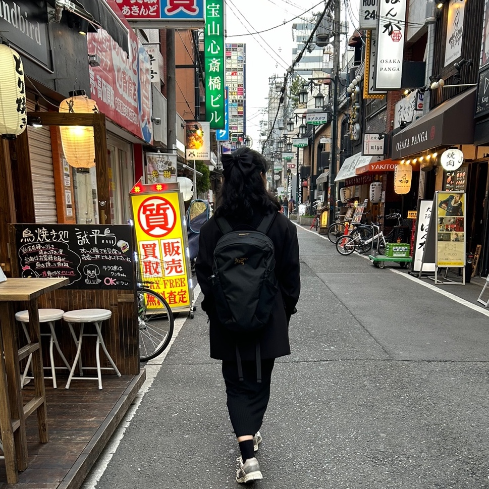 (W) Nike Zoom Vomero 5 Cobblestone and Flat Pewter, Arc'teryx Mantis 26 Backpack Black 착용 스타일 - 2