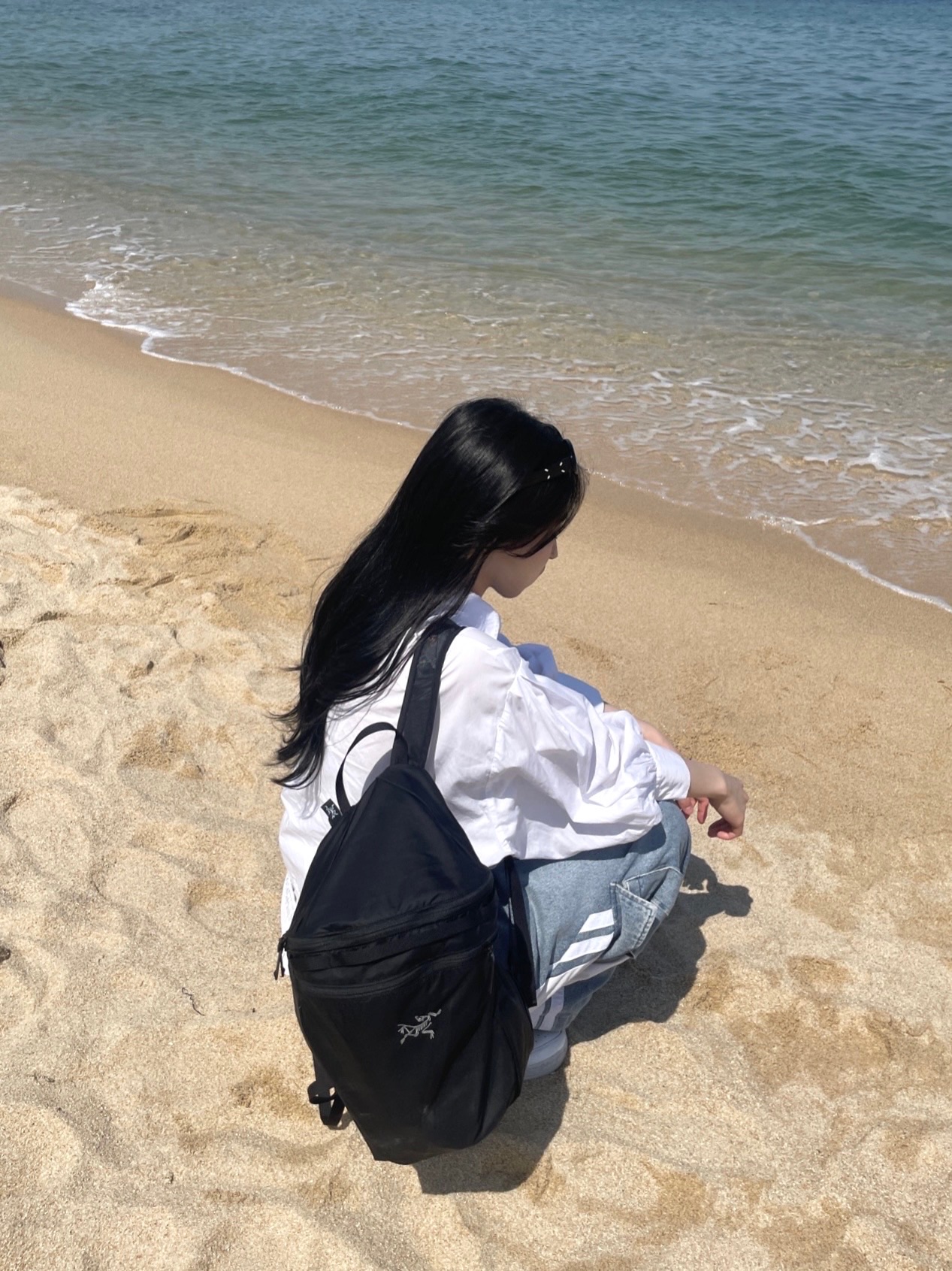 Gentle Monster x Maison Margiela MM107 Black Black, Arc'teryx Heliad 15 Backpack Black 착용 스타일 - 1