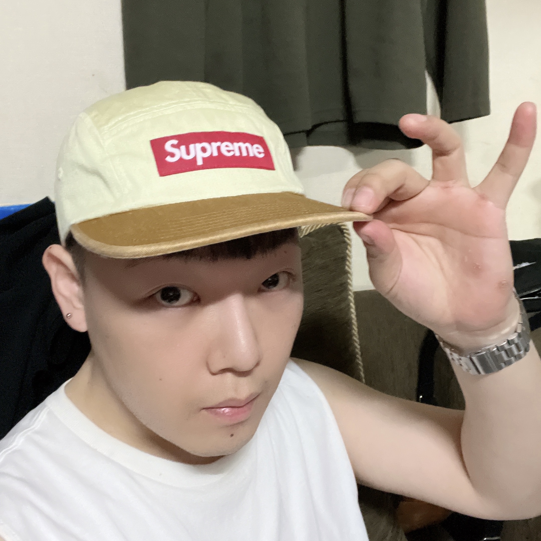 Supreme Pigment 2-Tone Camp Cap Natural - 24SS 착용 스타일 - 3