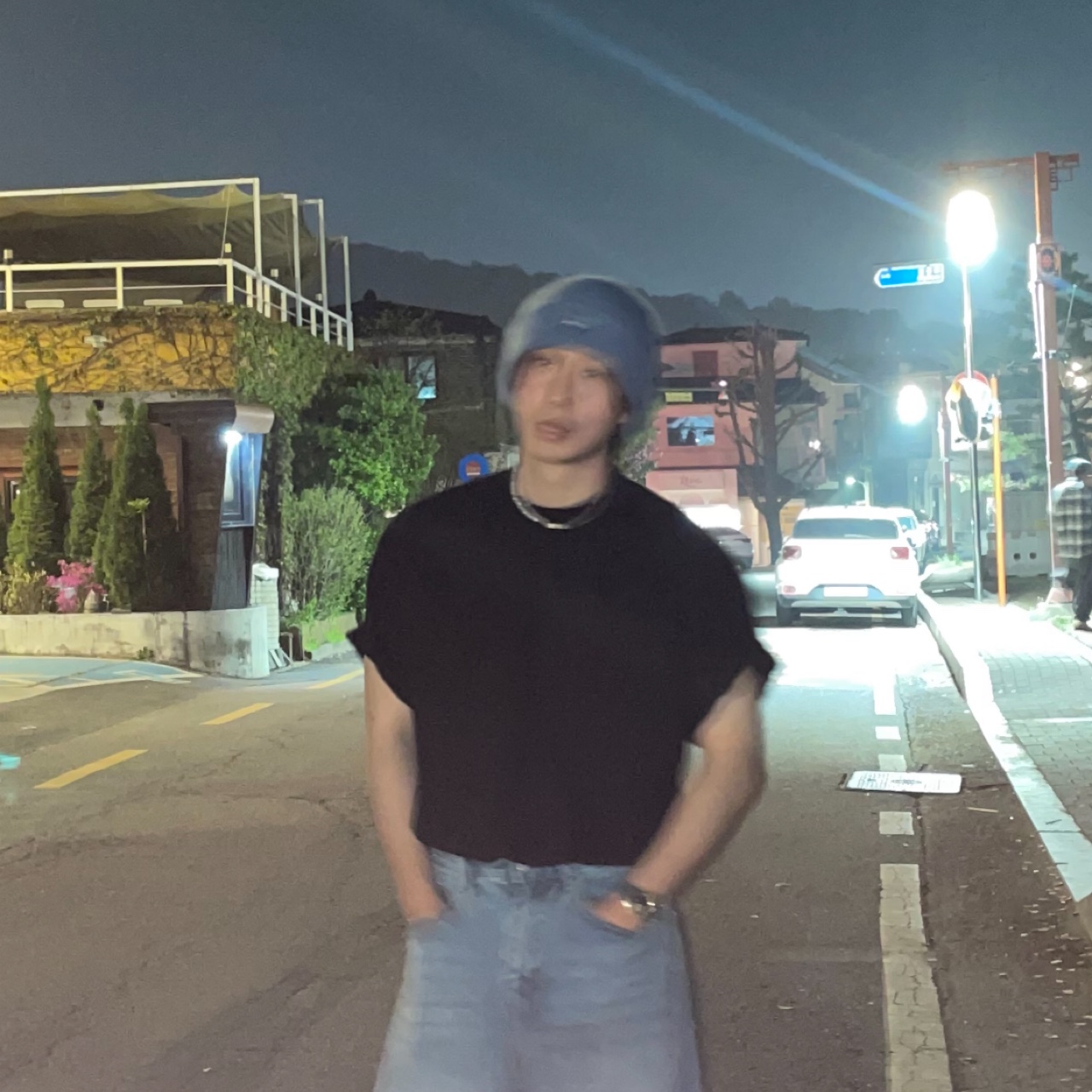 Supreme Mohair Beanie Dark Slate - 23FW 착용 스타일
