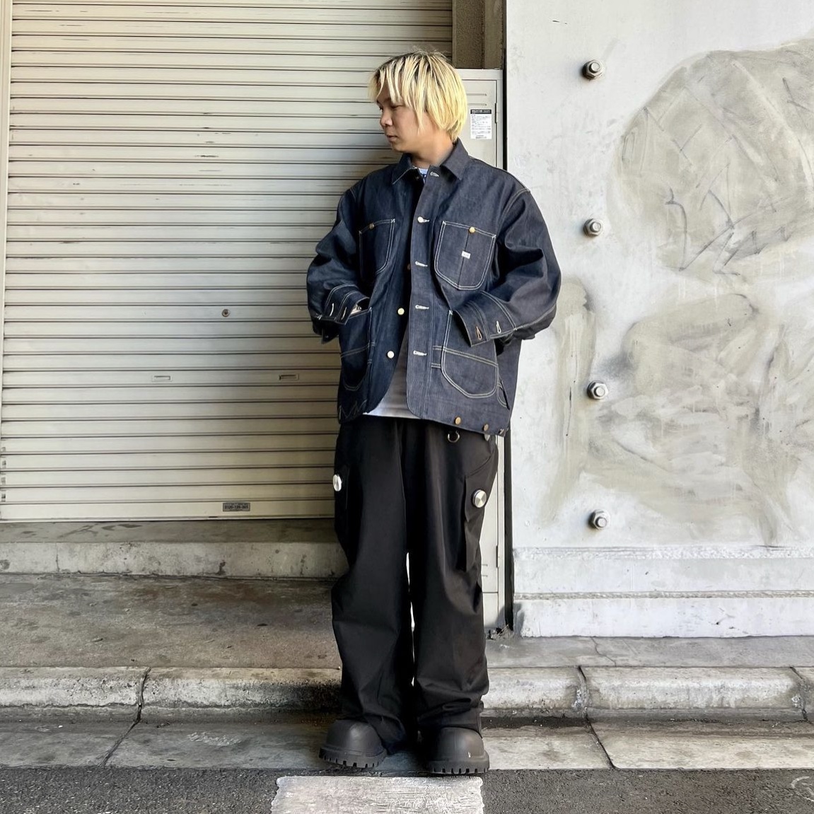 Beautiful People x Lee Double End Denim Riders Work Blouson Indigo 착용 스타일 - 1