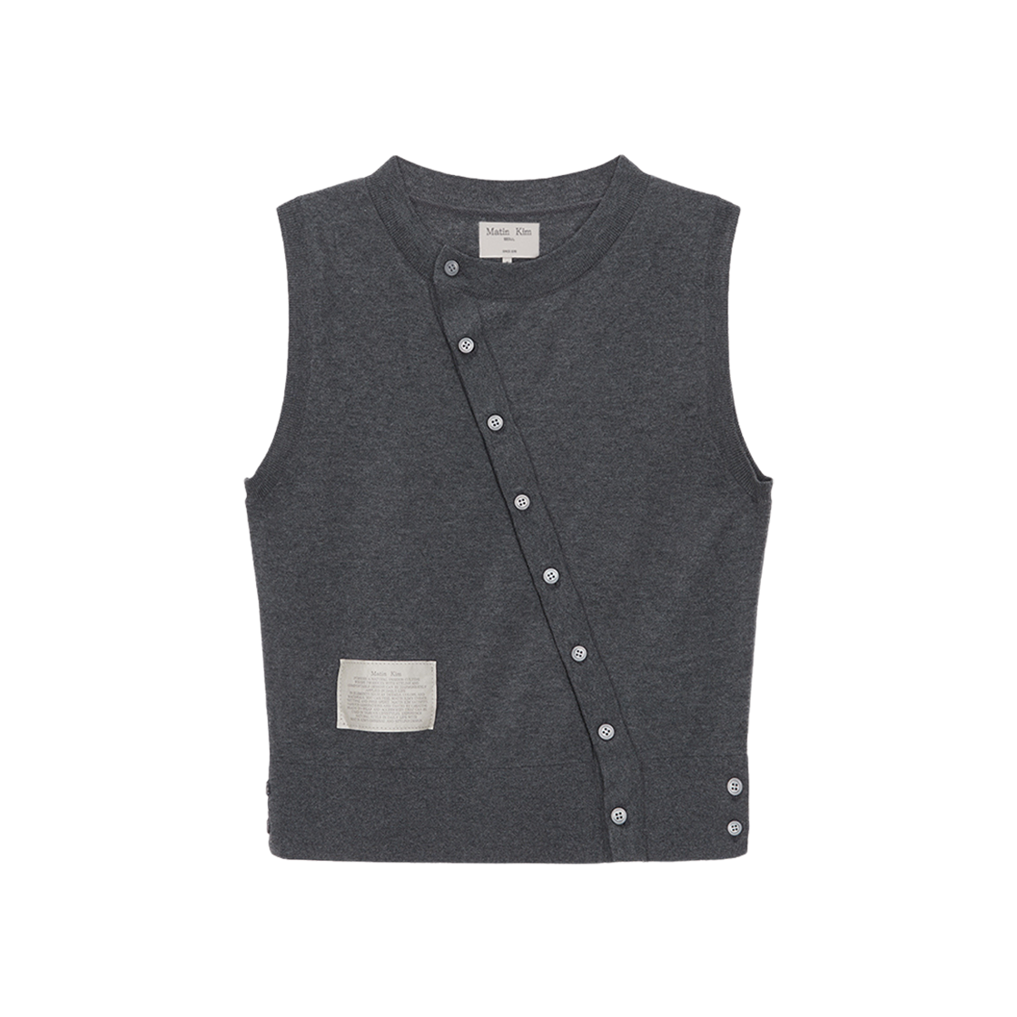 (W) Matin Kim Diagonal Button Knit Vest Grey 상세 이미지 1