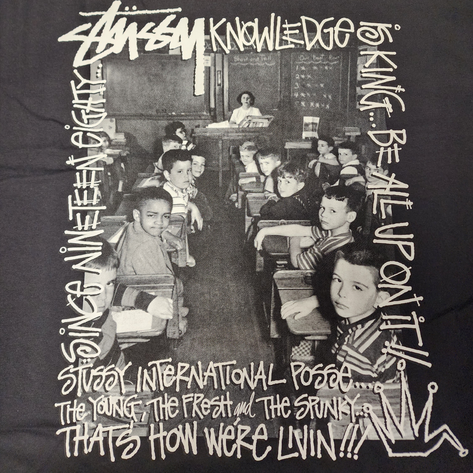 Stussy Classroom T-Shirt Black 착용 스타일