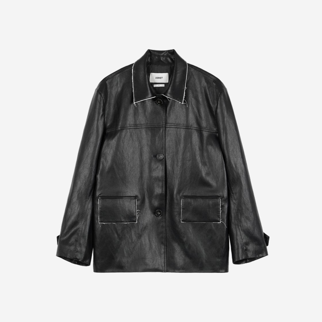 (W) Deinet Edge Single Leather Jacket in Black 상세 이미지 1