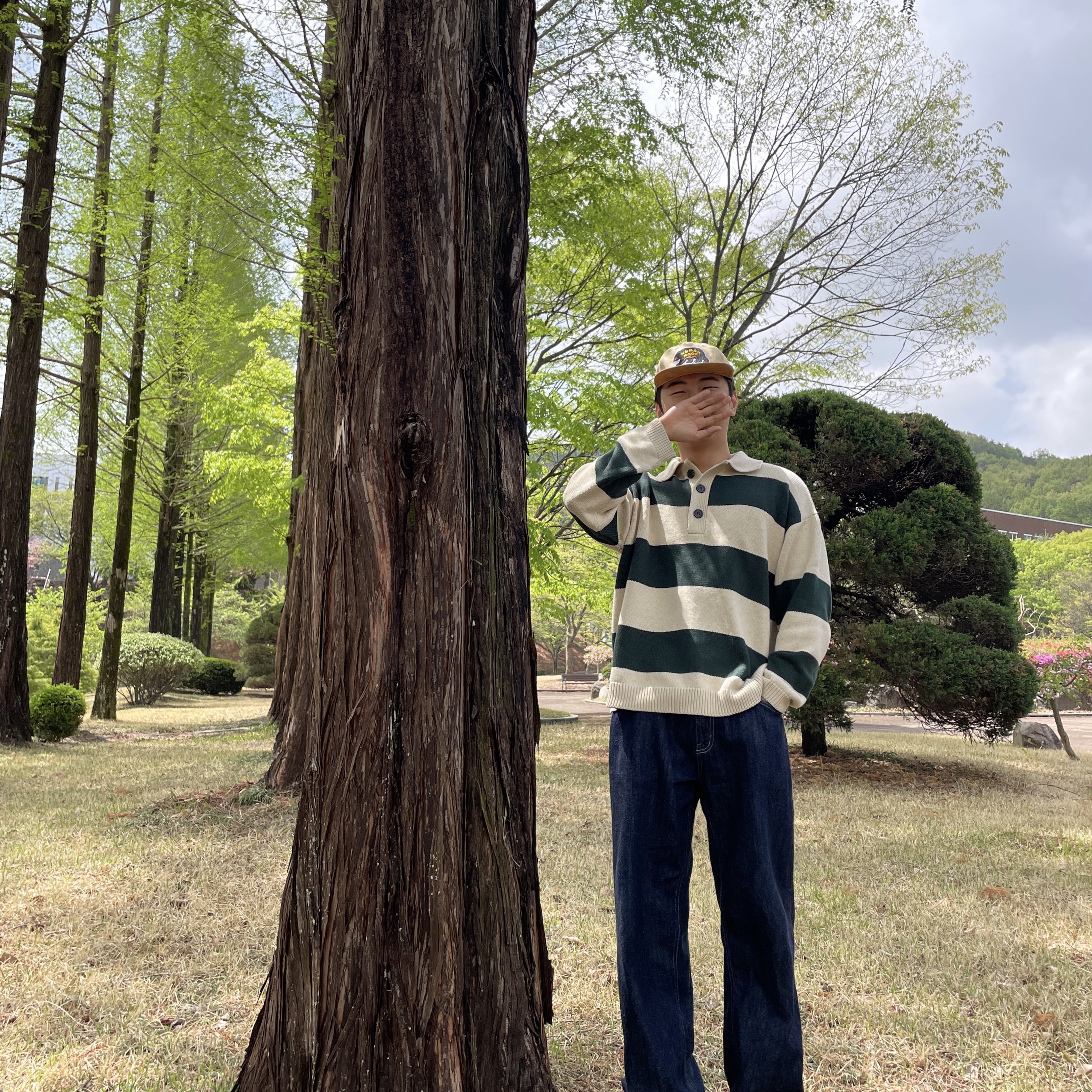 Human Made 5 Panel Twill Cap #2 Beige 착용 스타일 - 1