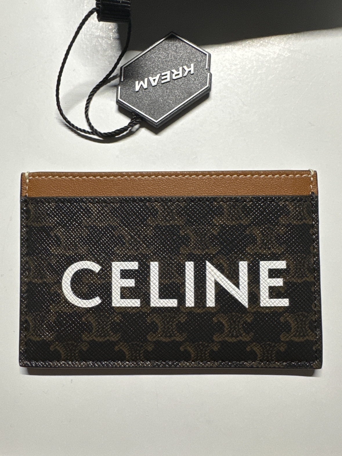Celine Card Holder in Triomphe Canvas with Celine Print Tan 착용 스타일 - 2