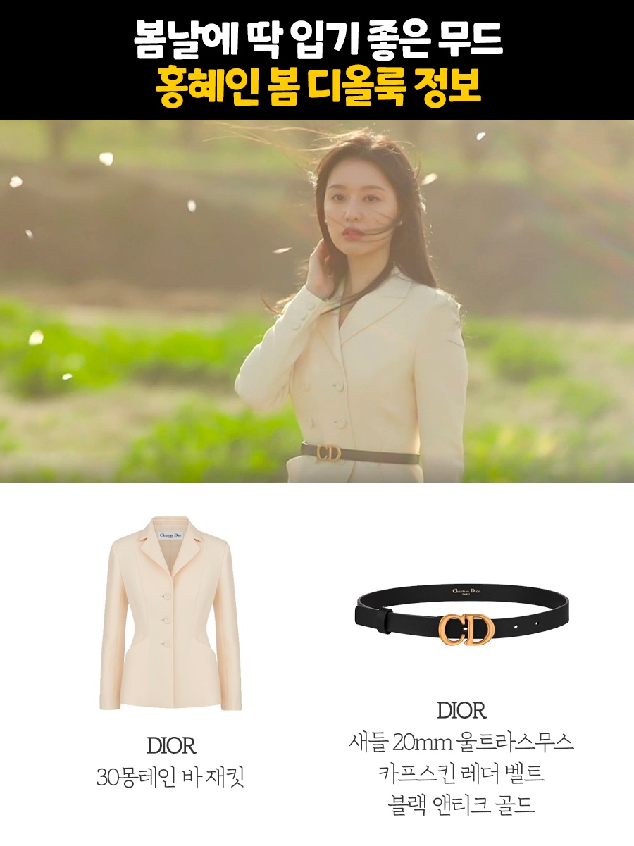 (W) Dior Saddle 20mm Ultrasmooth Calfskin Leather Belt Black Antique Gold 착용 스타일 - 1