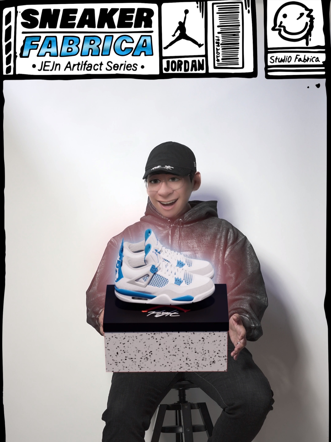 Supreme x MM6 Maison Margiela Foil Box Logo Hooded Sweatshirt Black - 24SS, Jordan 4 Retro Military Blue 2012 착용 스타일 - 2