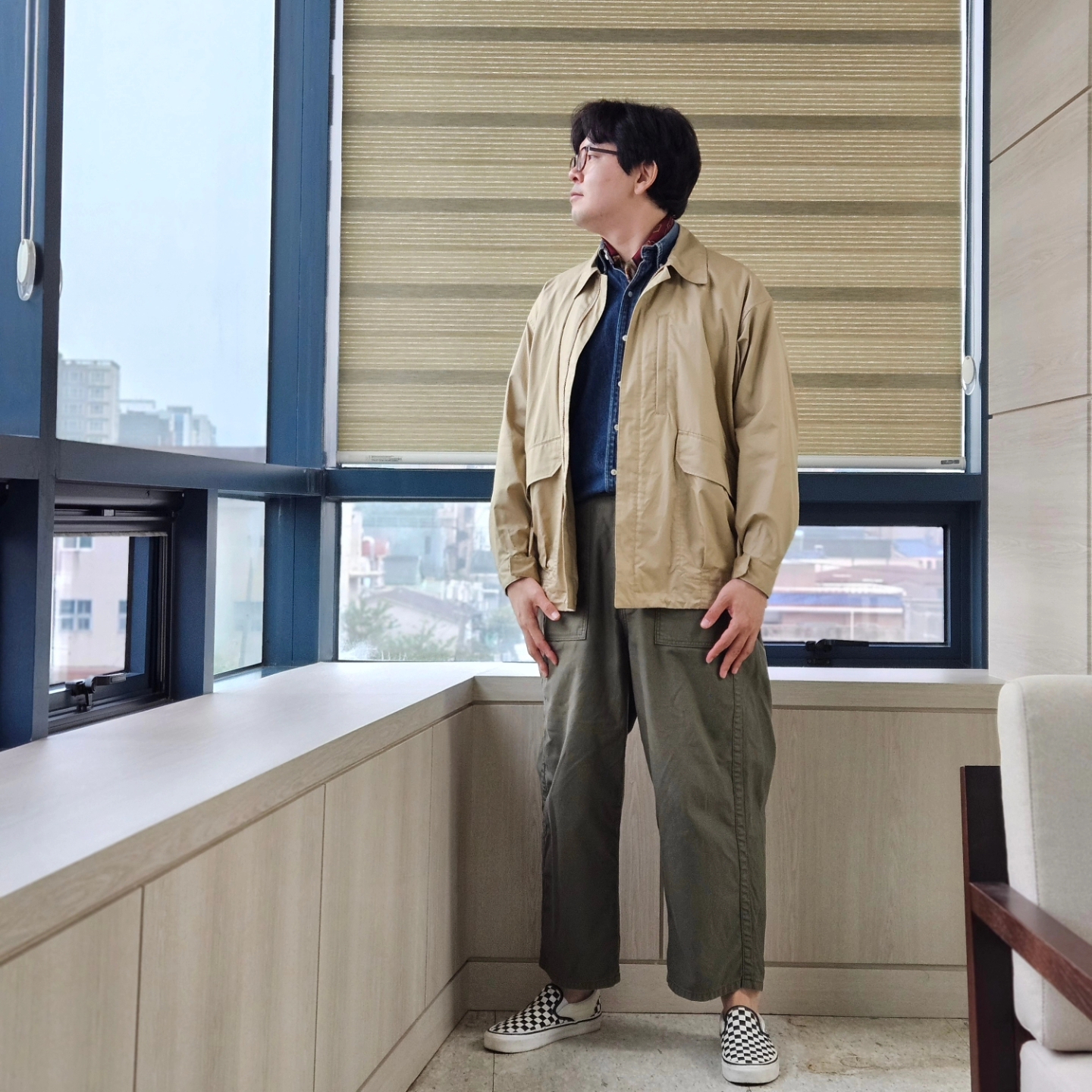 Vans Slip-On Checkerboard 착용 스타일 - 3