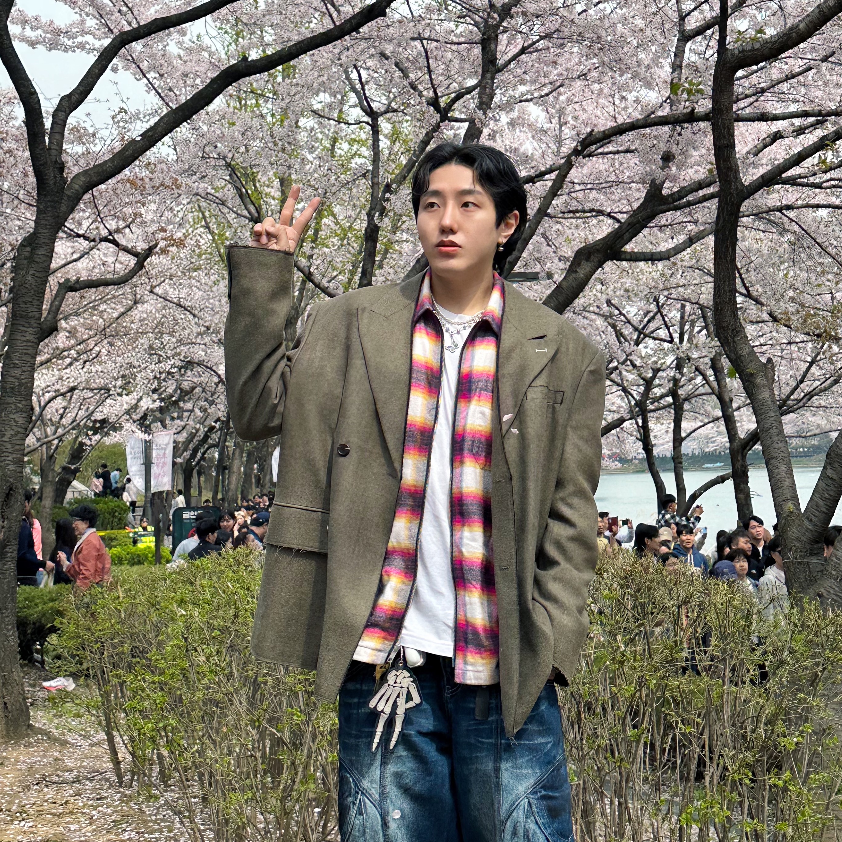 Supreme Shadow Plaid Flannel Zip Up Shirt White - 24SS 착용 스타일 - 4