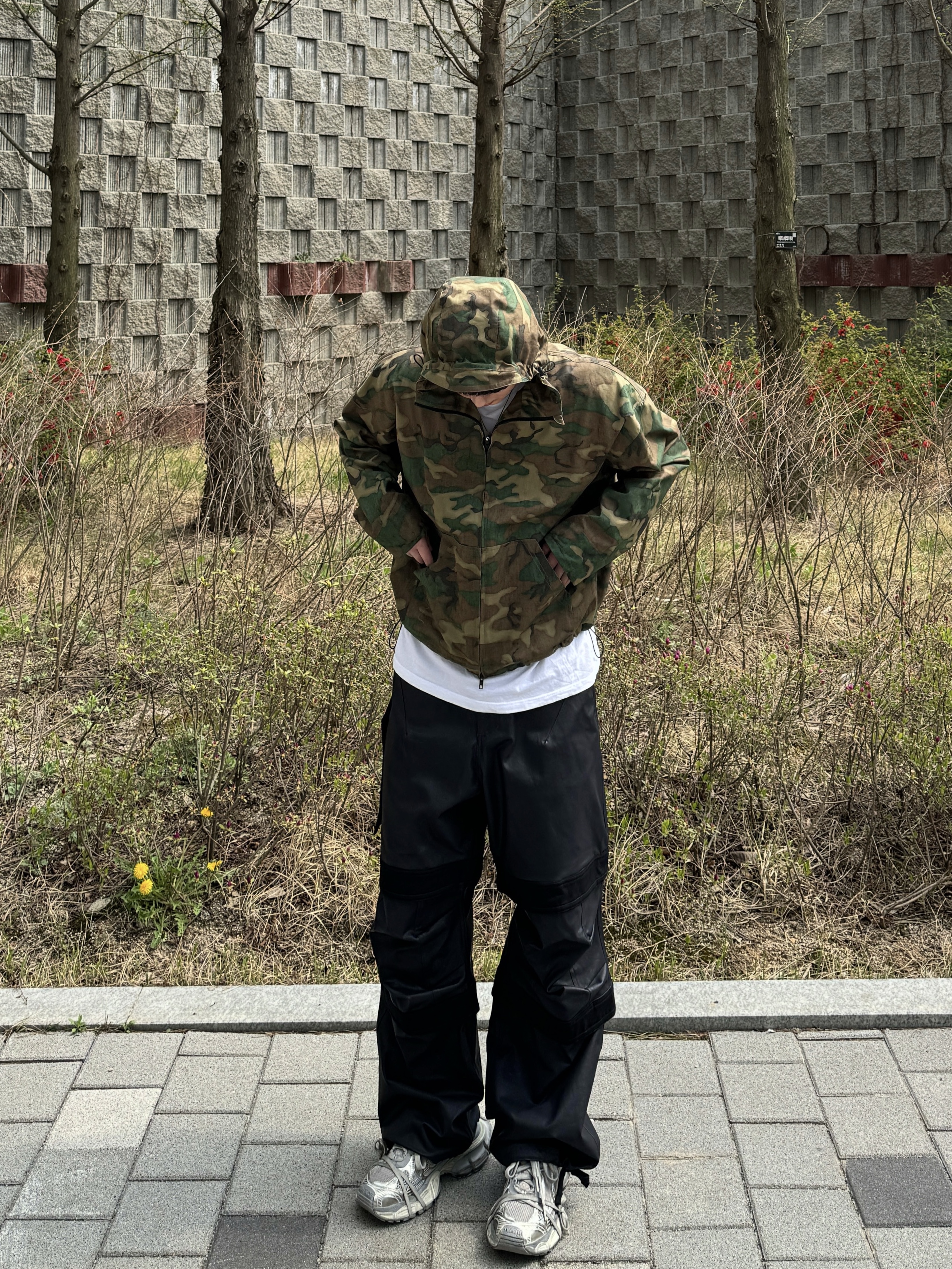 Nonnod Zip Jacket Camo, Farfromwhat Far Layered Work Pants Coated Black 착용 스타일 - 1