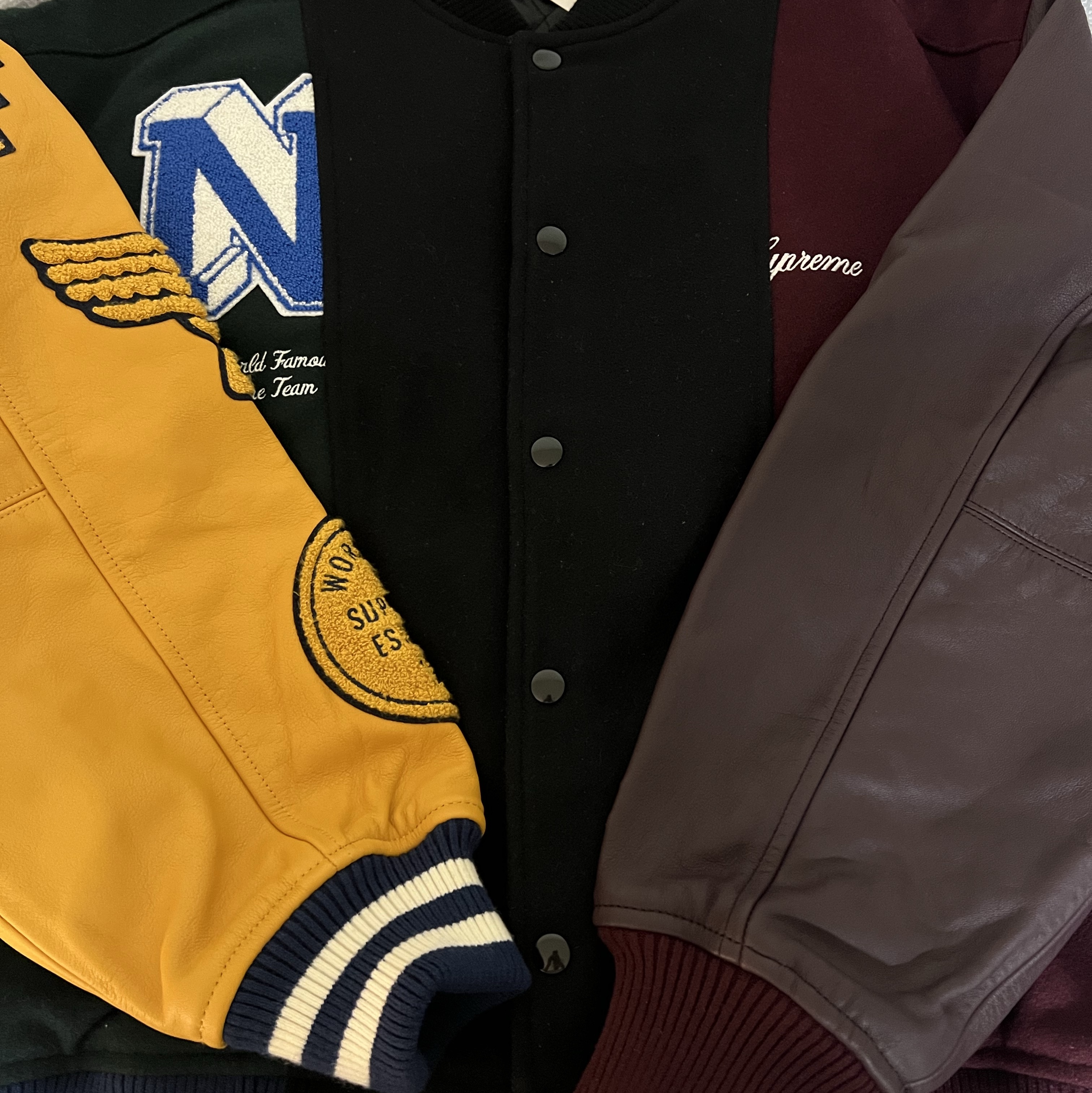 Supreme x MM6 Maison Margiela Split Varsity Jacket Multicolor - 24SS 착용 스타일 - 1
