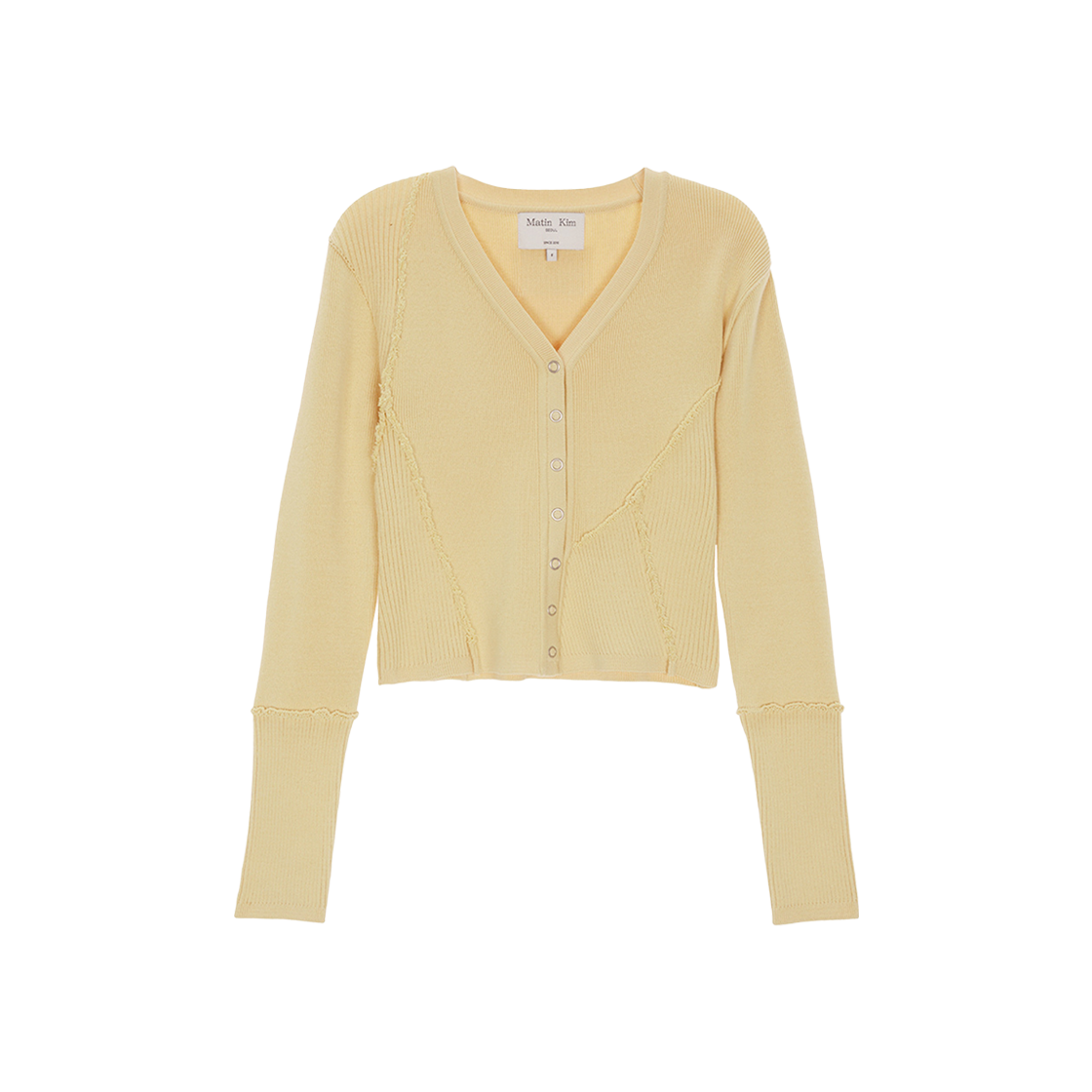 (W) Matin Kim Cut Out Detailed Knit Cardigan Light Yellow 상세 이미지 1