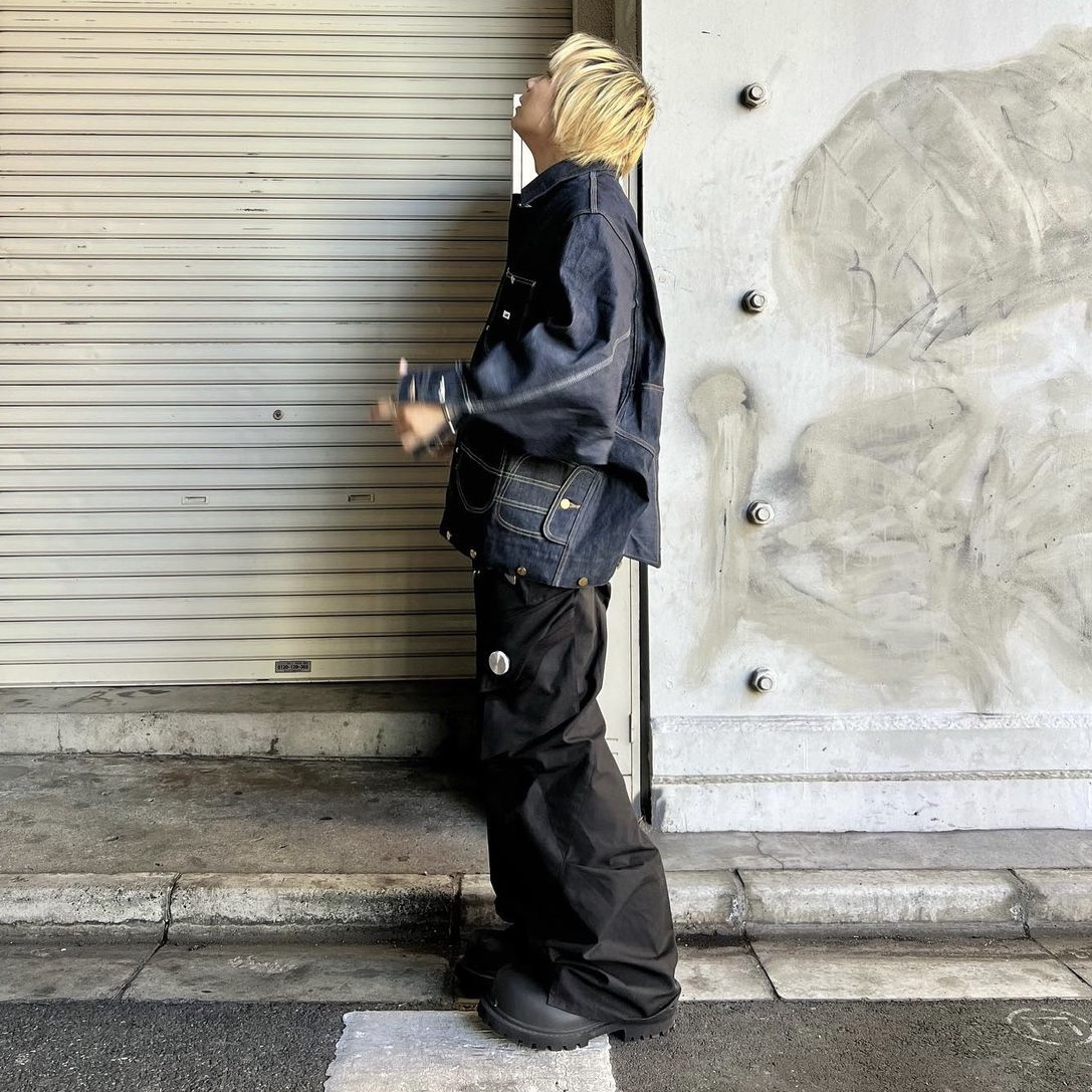 Beautiful People x Lee Double End Denim Riders Work Blouson Indigo 착용 스타일 - 3