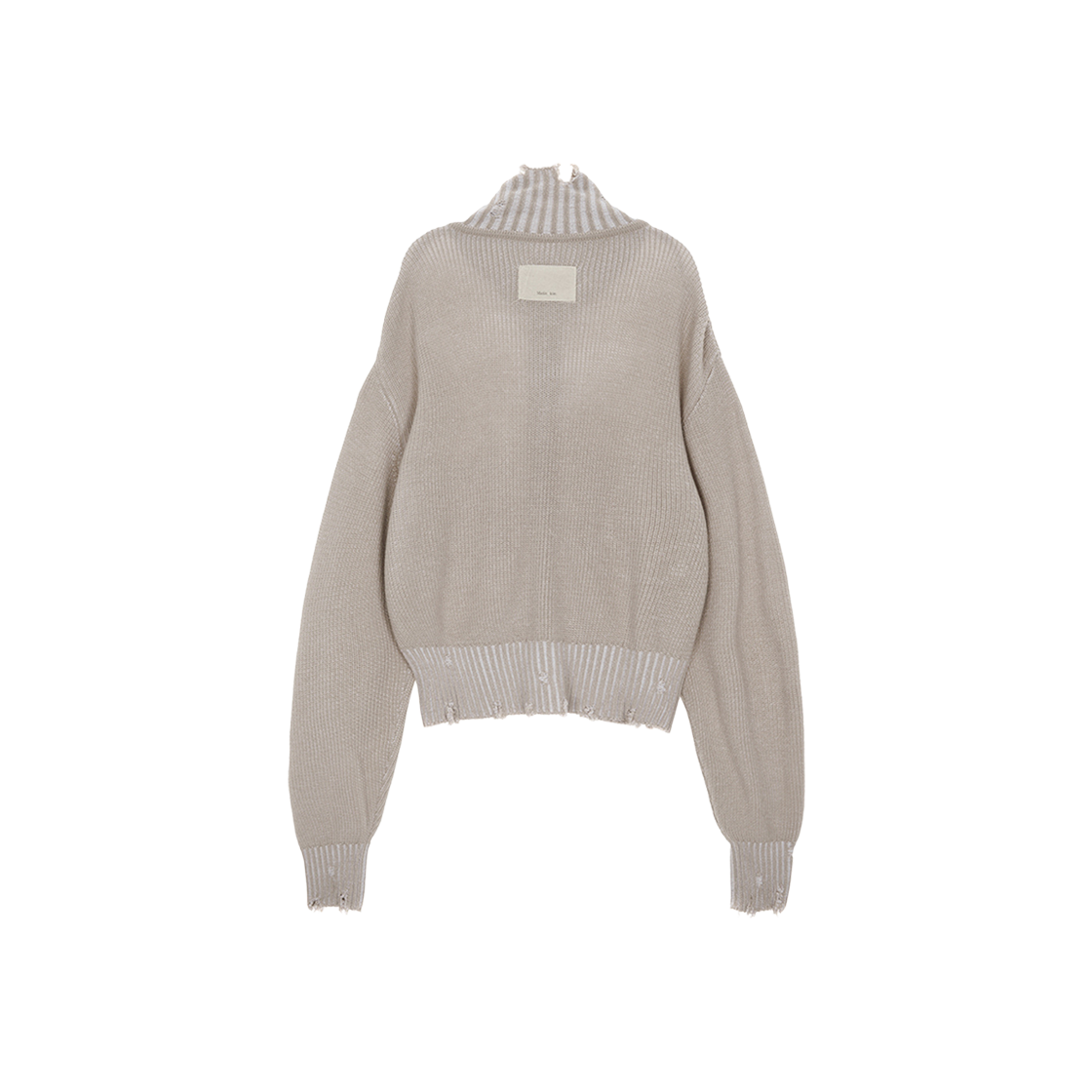 COLOR RIBBED HIGH NECK ZIP UP IN LIGHT GREY - MATINKIM