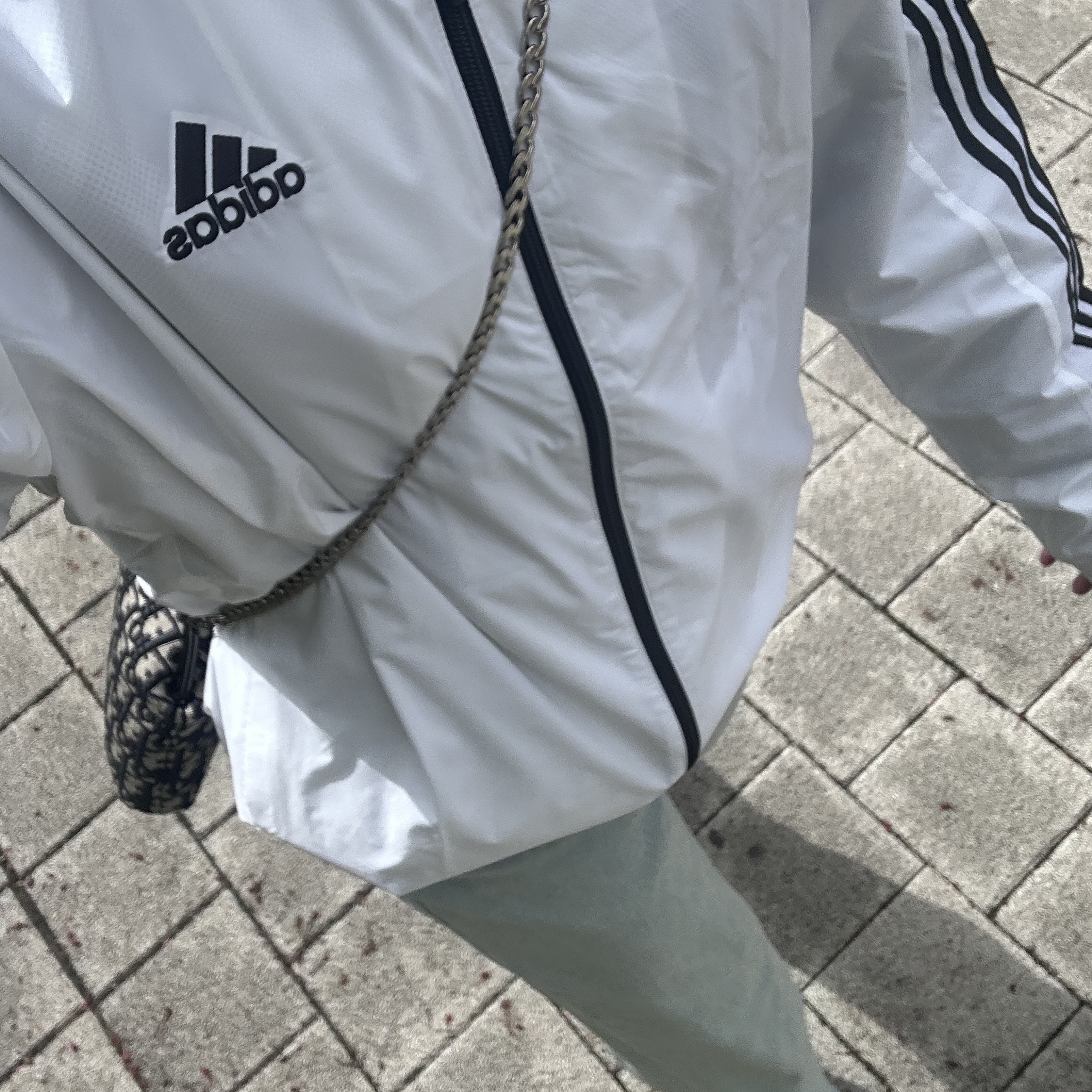 Adidas Essential 3S Woven Windbreaker Jacket White - KR Sizing 착용 스타일 - 1