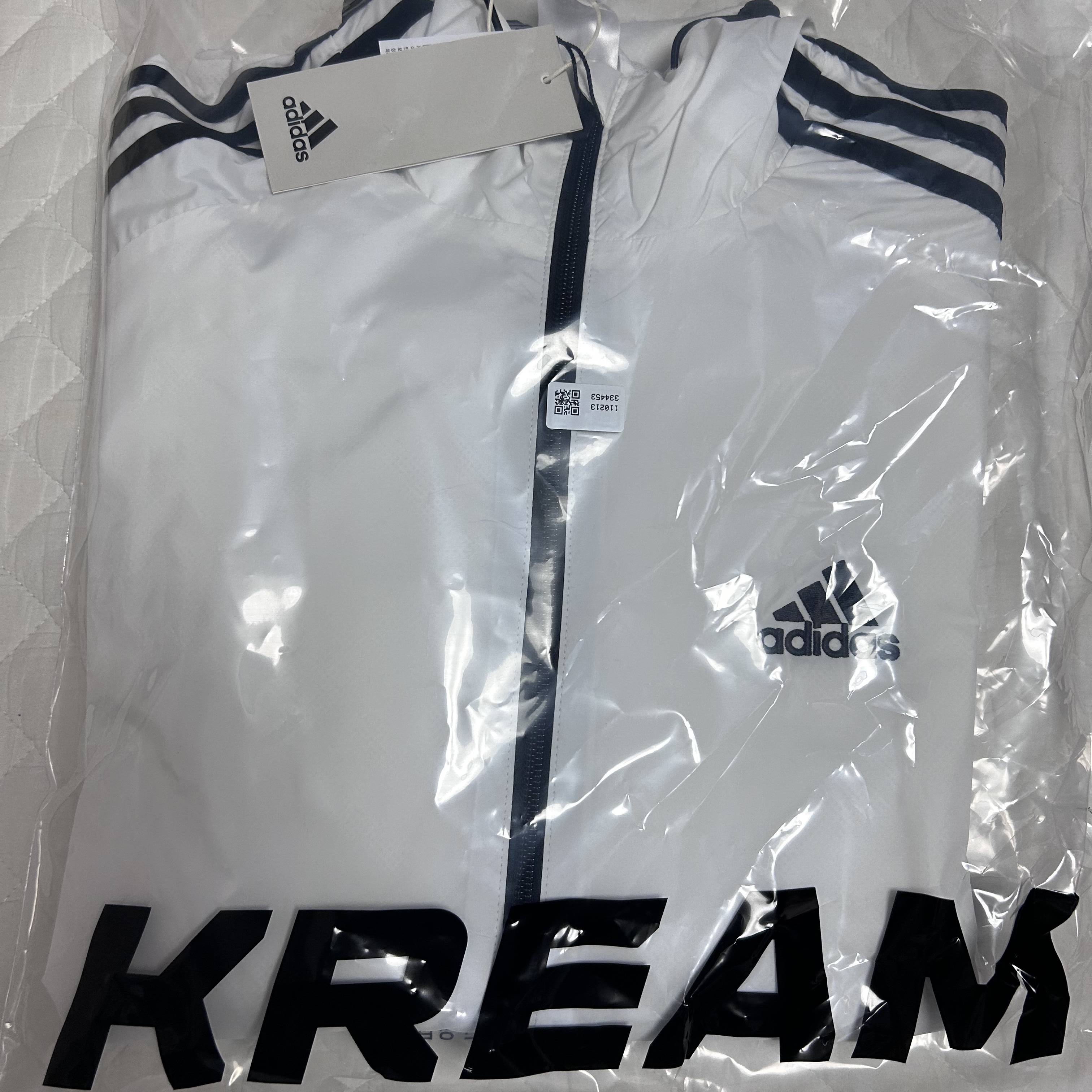 Adidas Essential 3S Woven Windbreaker Jacket White - KR Sizing 착용 스타일 - 2