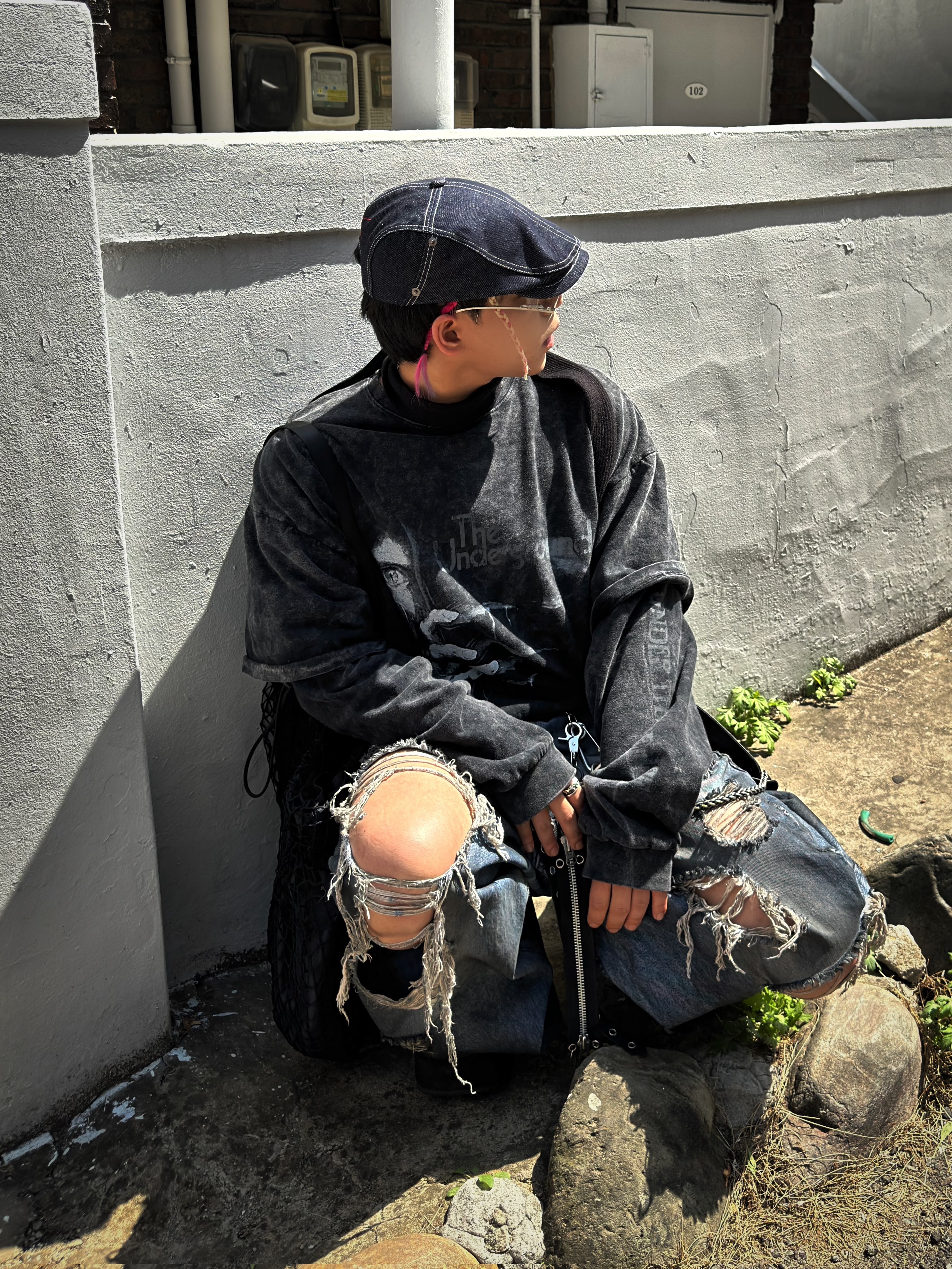 True Religion x KIRSH Stitch Point Denim Hunting Cap White Stitch 착용 스타일 - 6