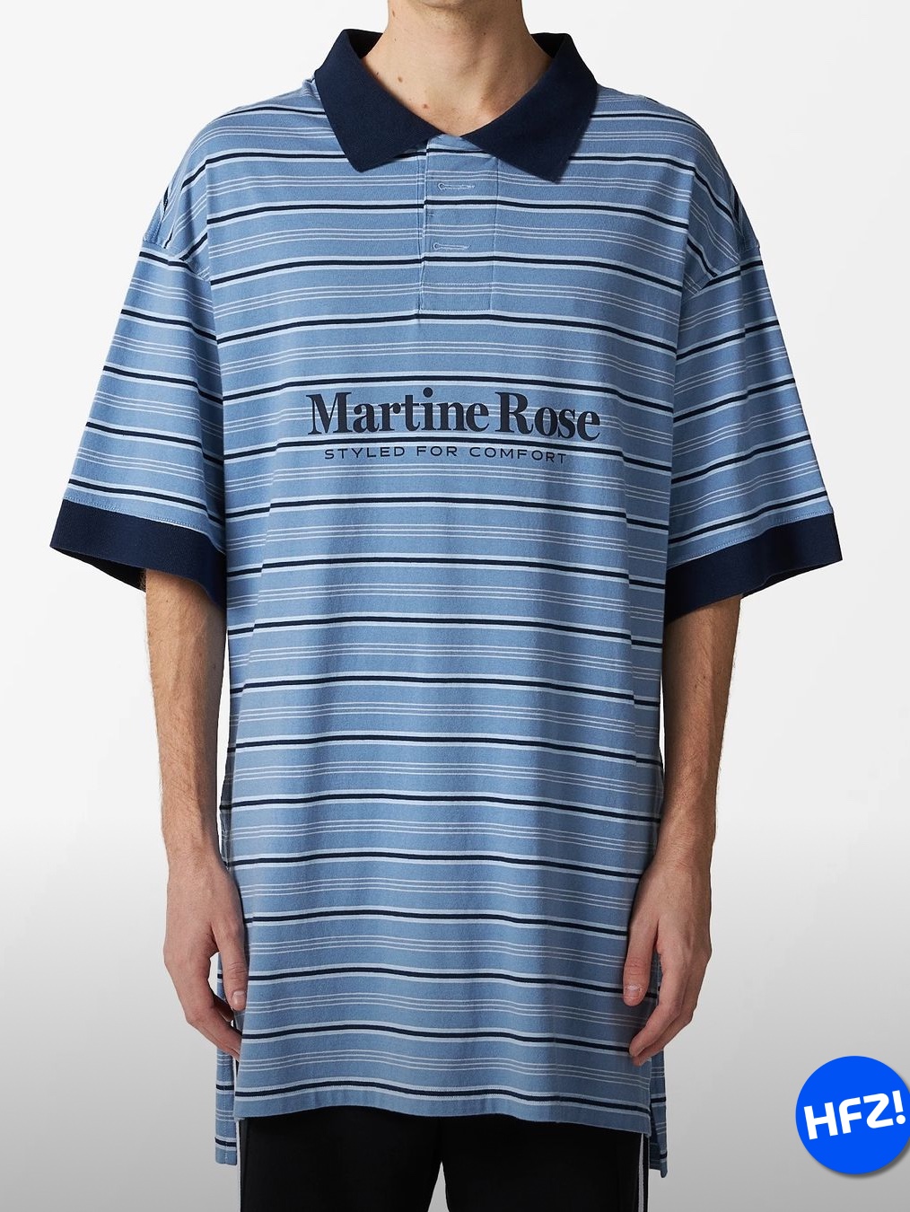 Martine Rose Stretched Polo Blue Stripe 착용 스타일 - 5
