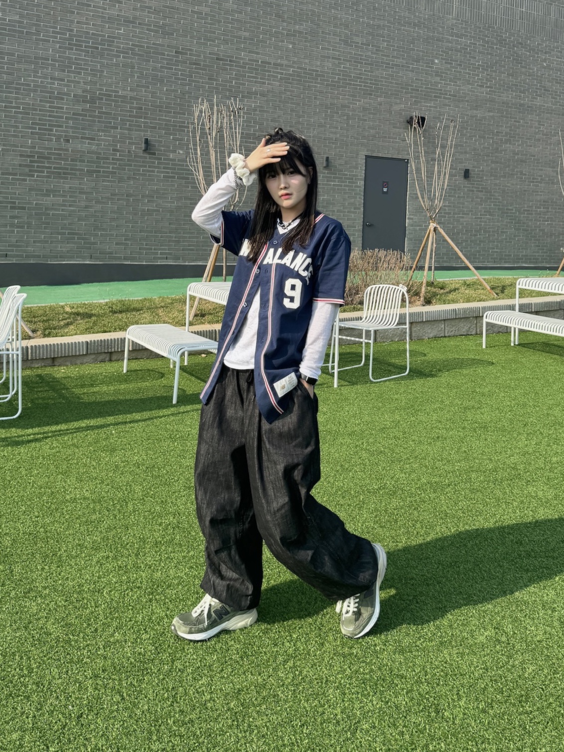 New Balance x JJJJound 990v3 Olive, Sentiments No.461 Necklace Black 착용 스타일 - 3