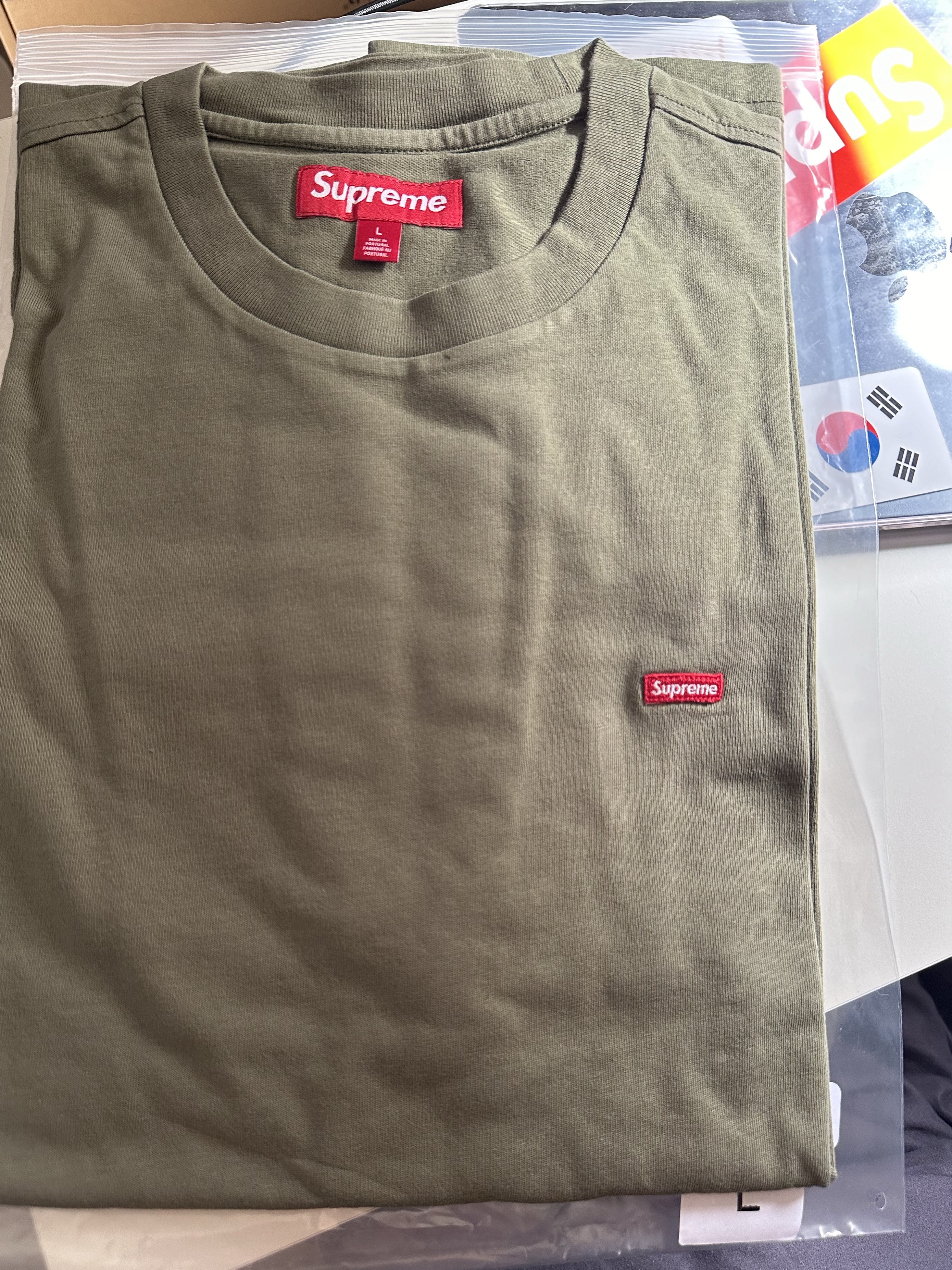 Supreme Small Box T-Shirt Dusty Olive - 24SS 착용 스타일