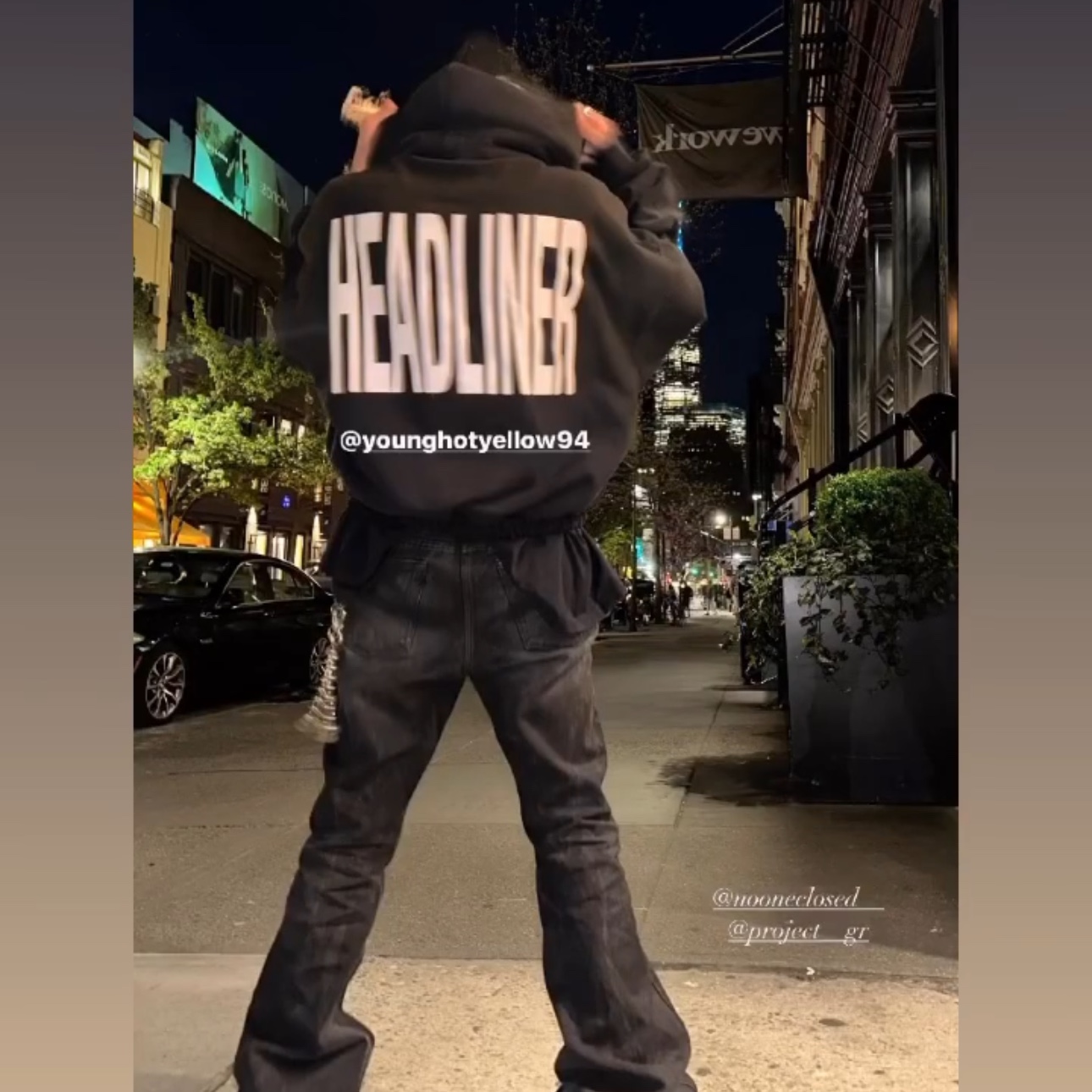 Project G/R Headliner Double Layered Hoodie Black 착용 스타일