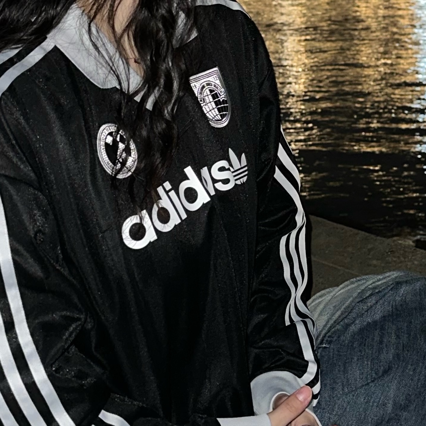 (W) Adidas Football Long Sleeve T-Shirt Black - US Sizing 착용 스타일